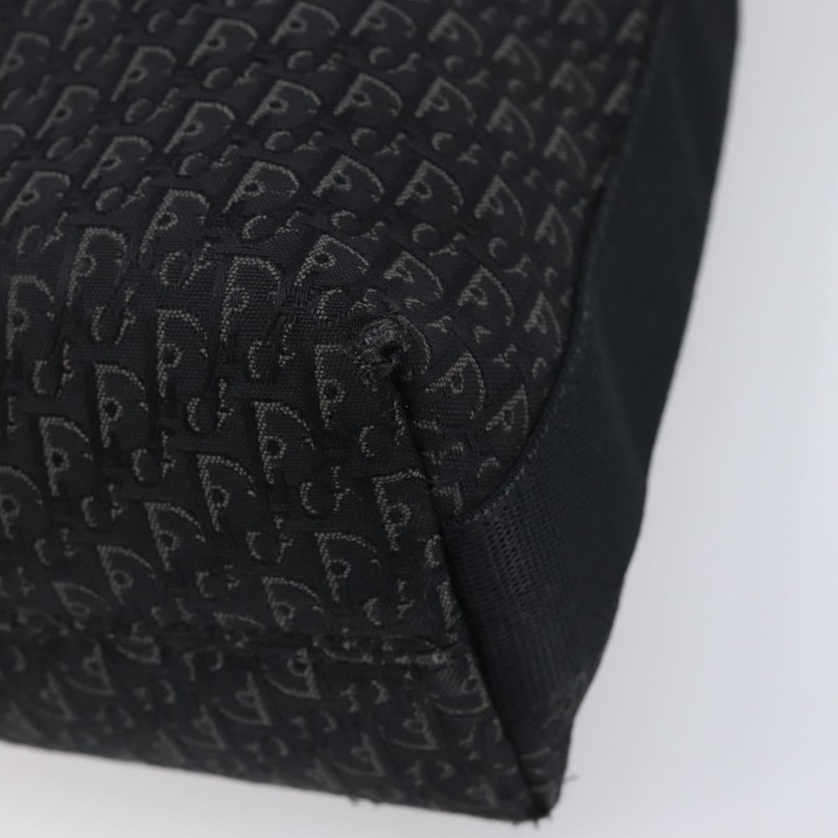 Christian Dior Trotter Canvas Shoulder Bag Black Silver Auth gh2375