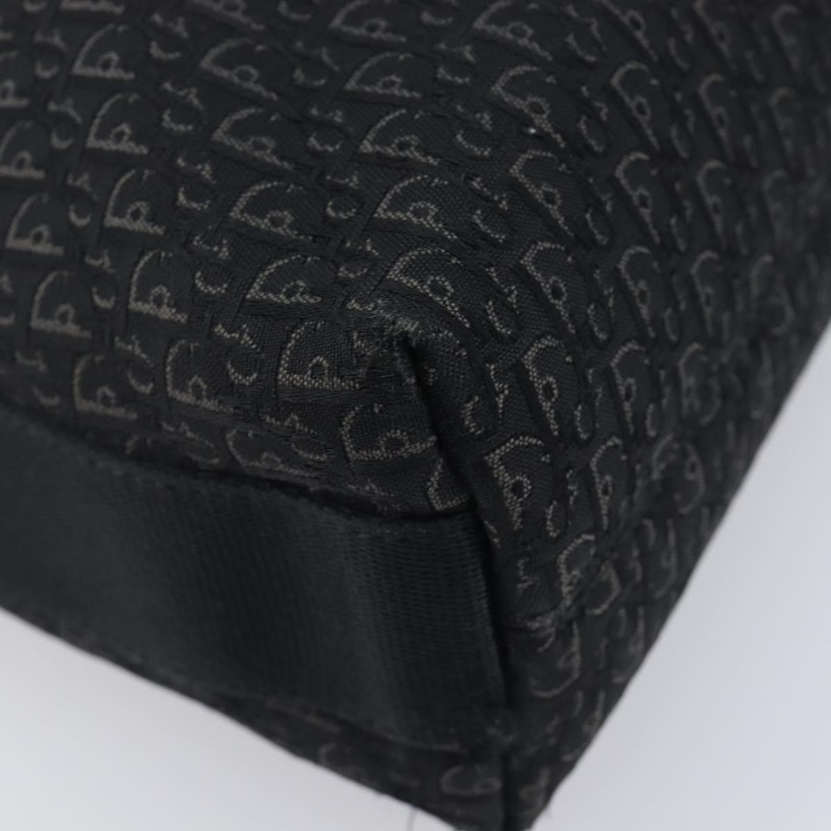 Christian Dior Trotter Canvas Shoulder Bag Black Silver Auth gh2375