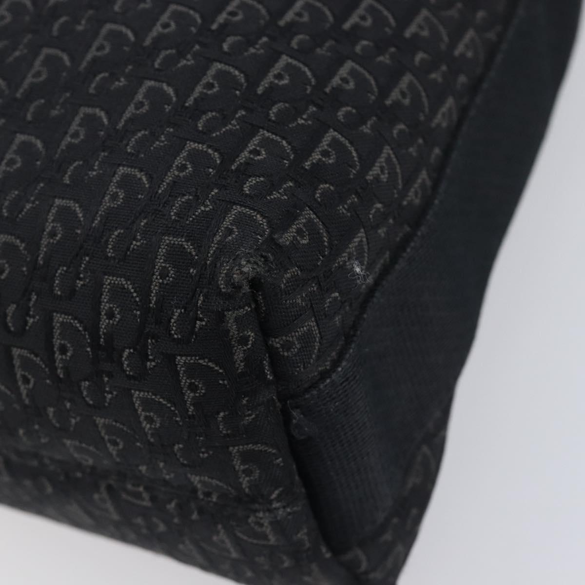 Christian Dior Trotter Canvas Shoulder Bag Black Silver Auth gh2375