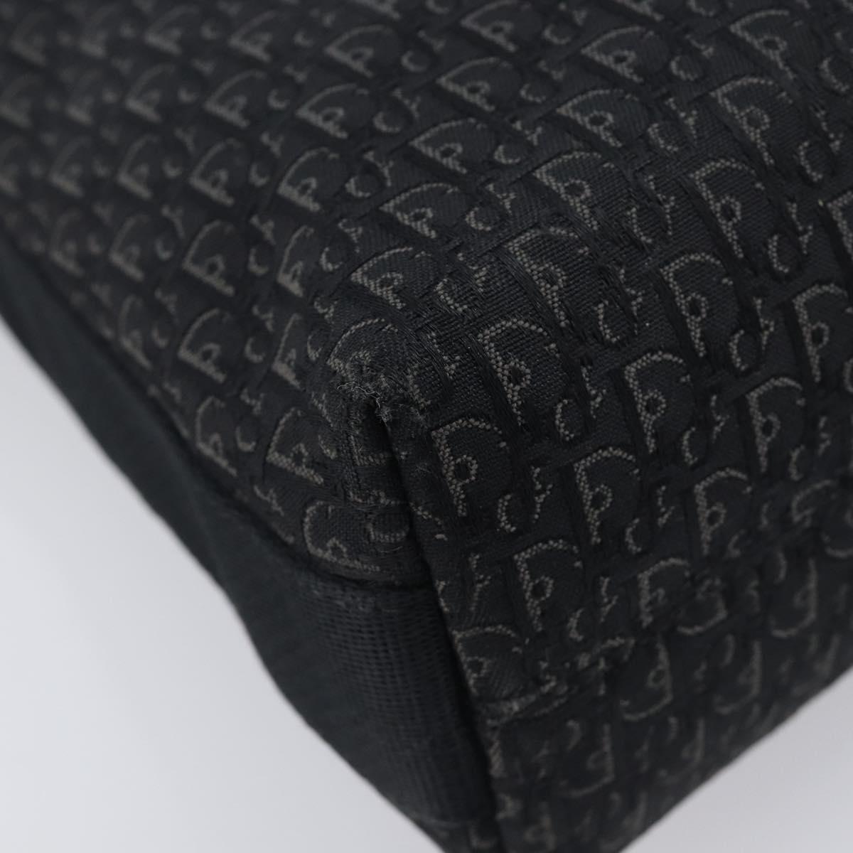 Christian Dior Trotter Canvas Shoulder Bag Black Silver Auth gh2375