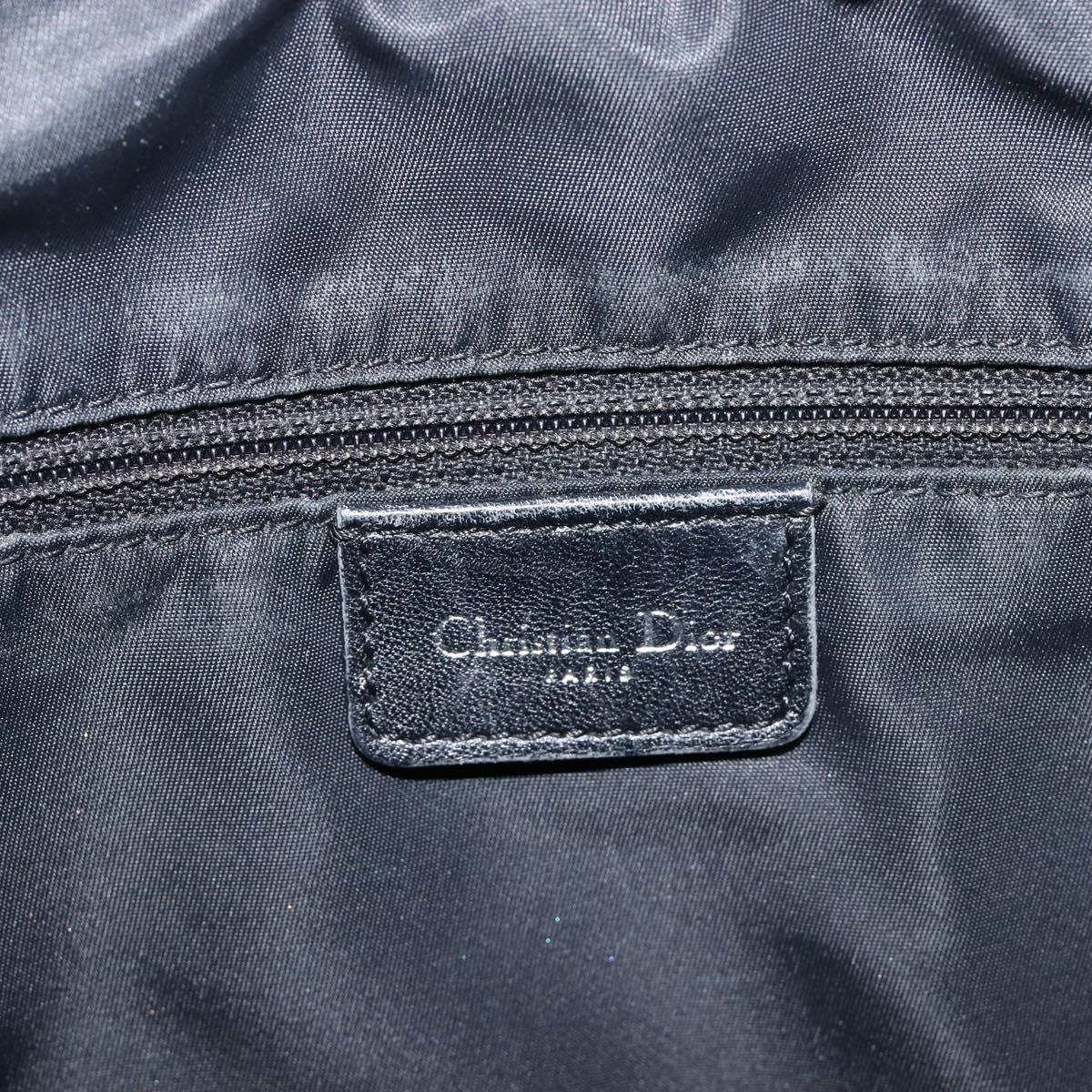 Christian Dior Trotter Canvas Shoulder Bag Black Silver Auth gh2375