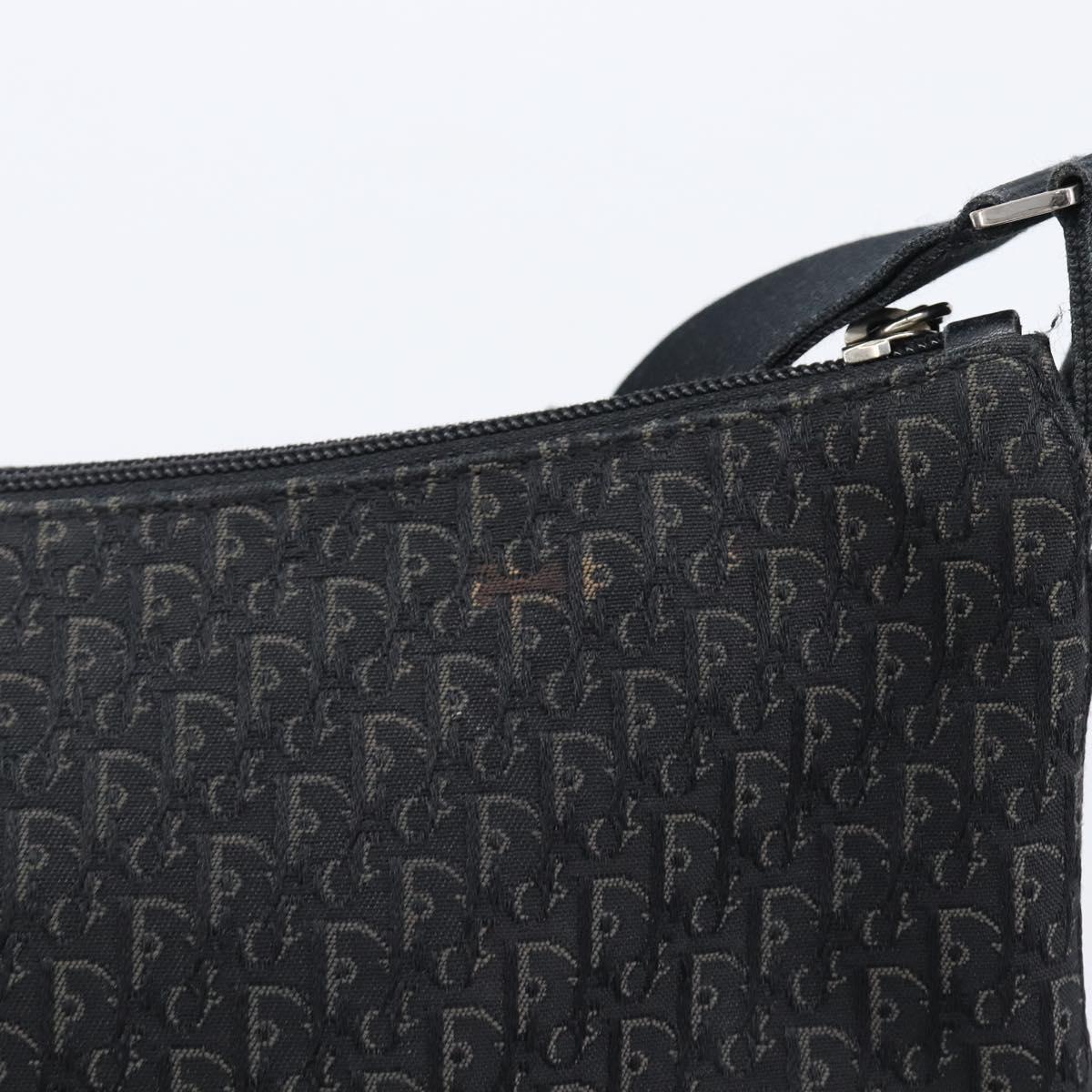 Christian Dior Trotter Canvas Shoulder Bag Black Silver Auth gh2375