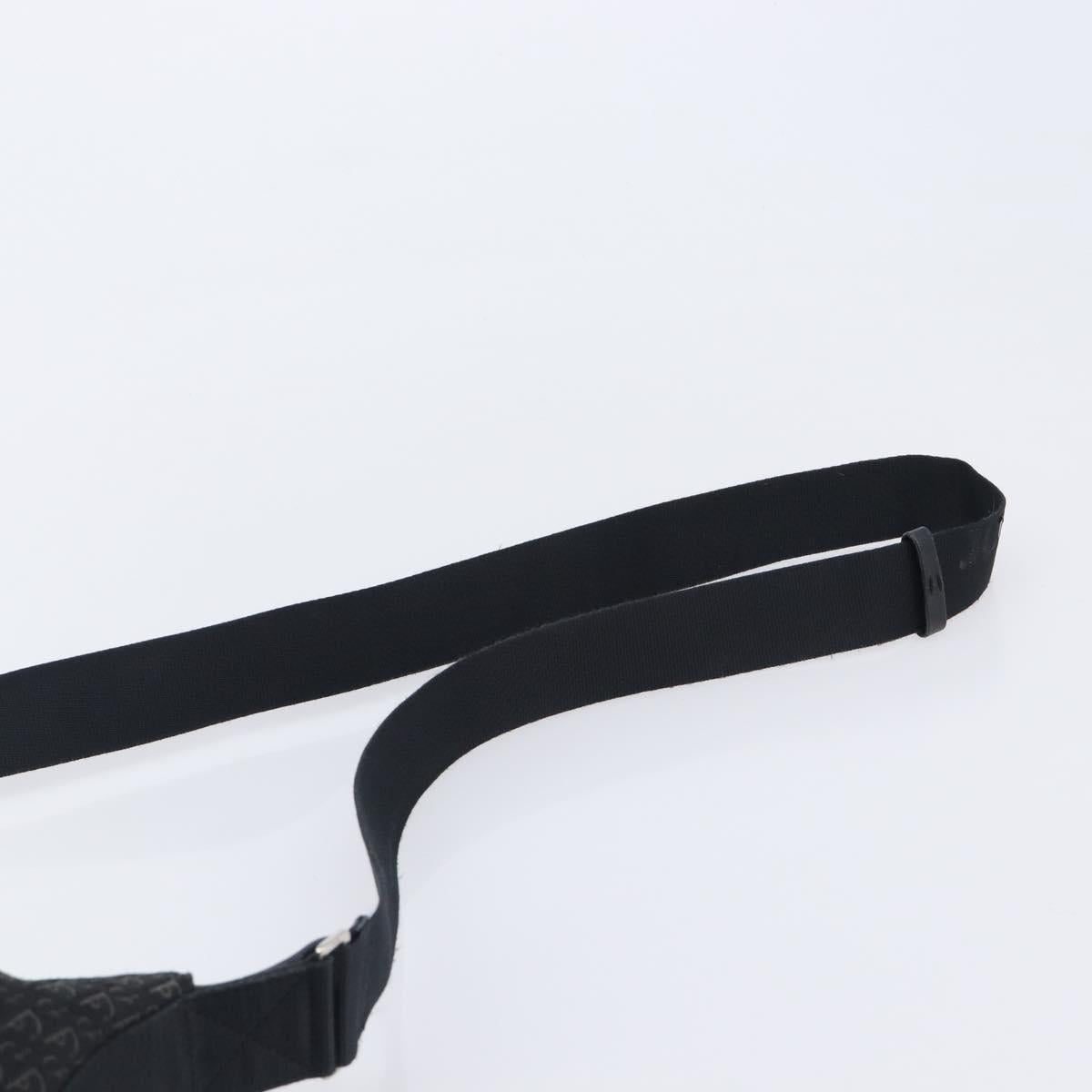 Christian Dior Trotter Canvas Shoulder Bag Black Silver Auth gh2375