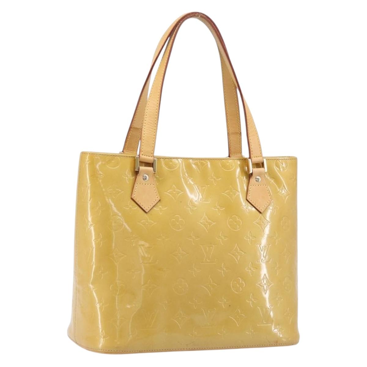 LOUIS VUITTON Monogram Vernis Houston Hand Bag Beige M91004 LV Auth gh2378