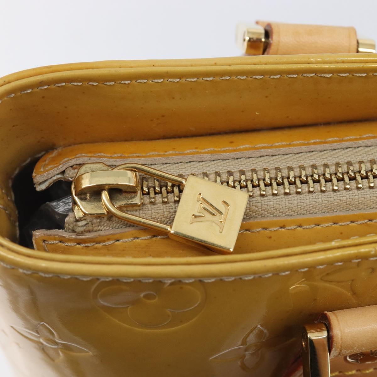 LOUIS VUITTON Monogram Vernis Houston Hand Bag Beige M91004 LV Auth gh2378