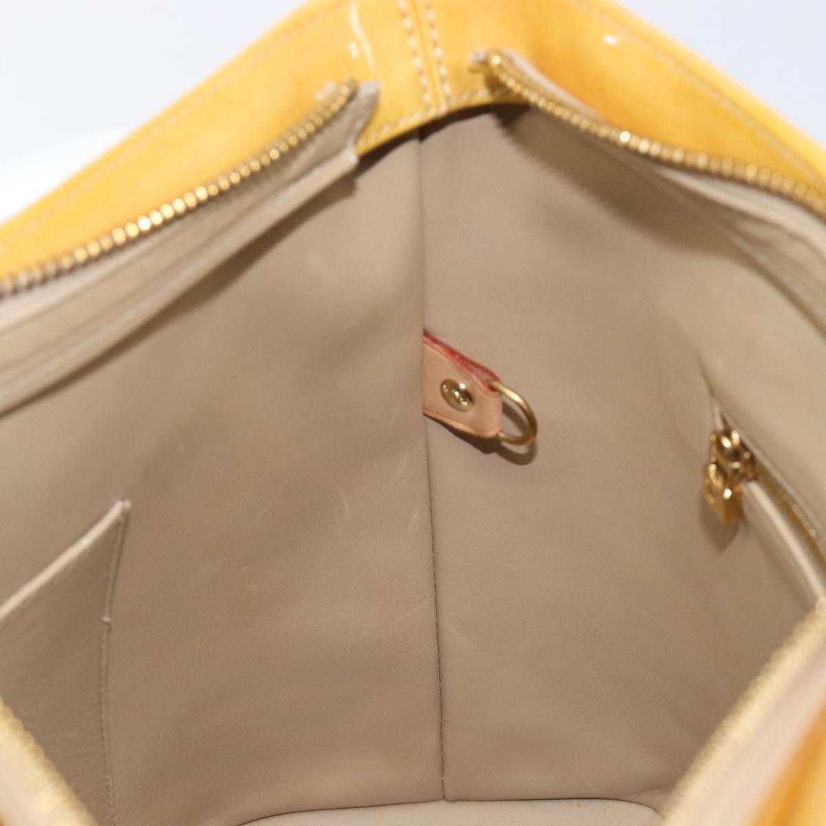LOUIS VUITTON Monogram Vernis Houston Hand Bag Beige M91004 LV Auth gh2378