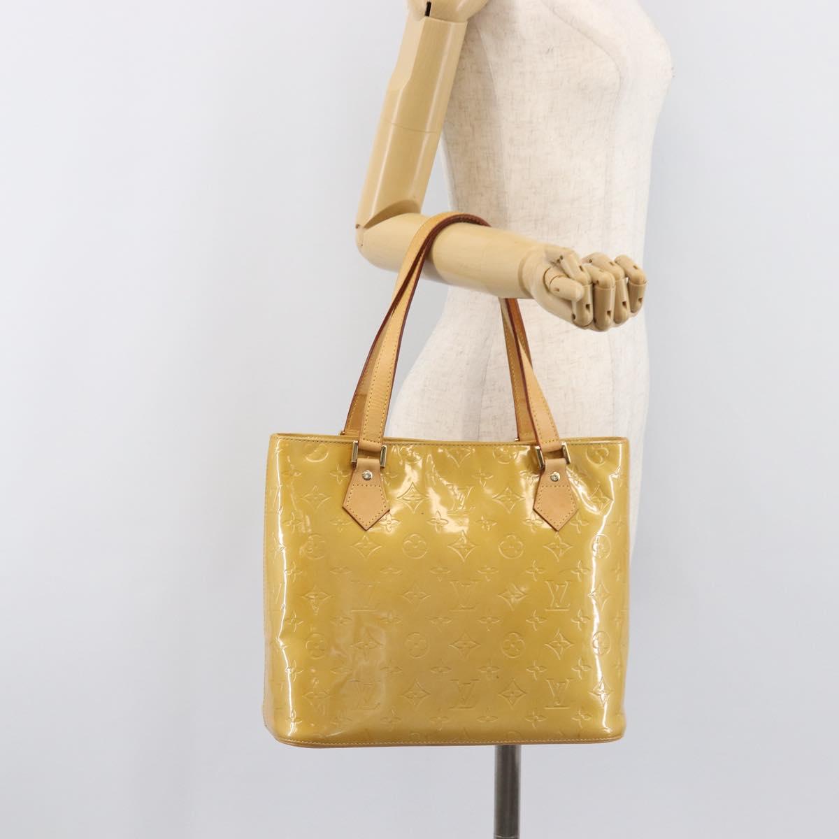 LOUIS VUITTON Monogram Vernis Houston Hand Bag Beige M91004 LV Auth gh2378