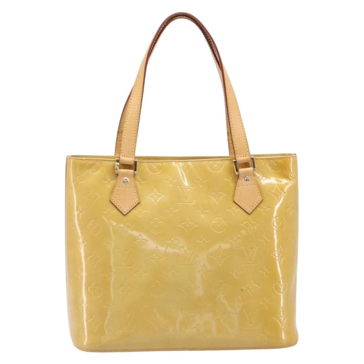 LOUIS VUITTON Monogram Vernis Houston Hand Bag Beige M91004 LV Auth gh2378