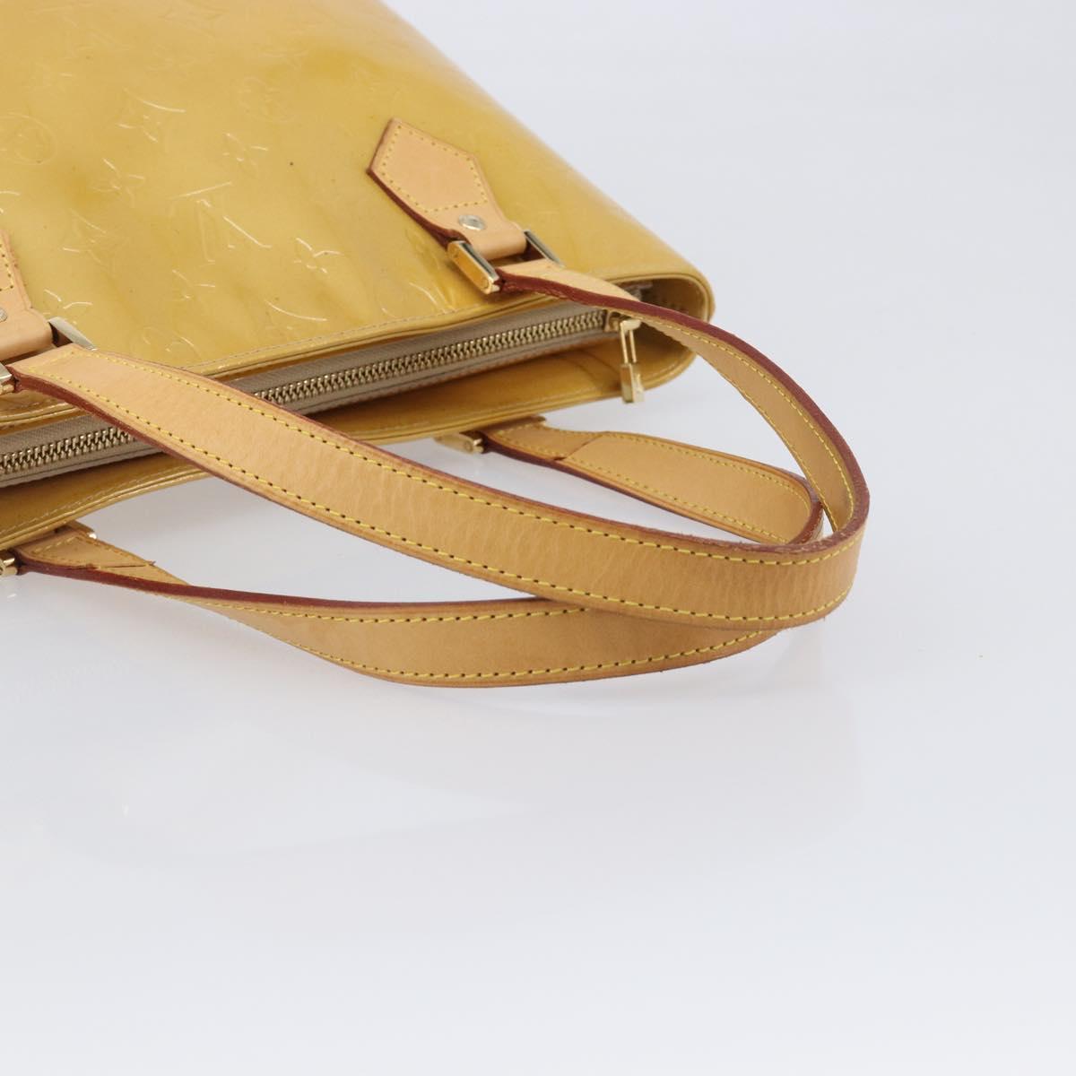 LOUIS VUITTON Monogram Vernis Houston Hand Bag Beige M91004 LV Auth gh2378