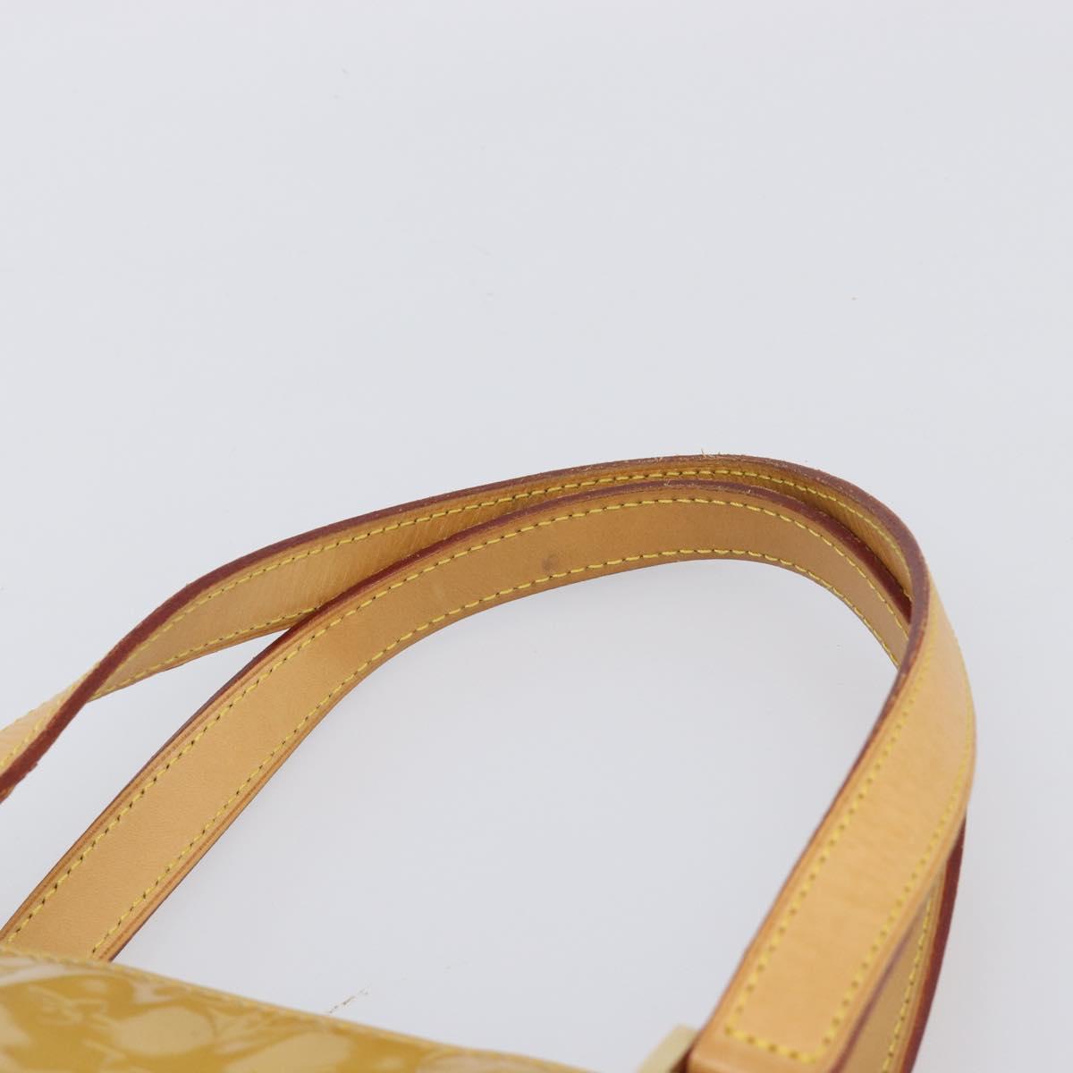 LOUIS VUITTON Monogram Vernis Houston Hand Bag Beige M91004 LV Auth gh2378
