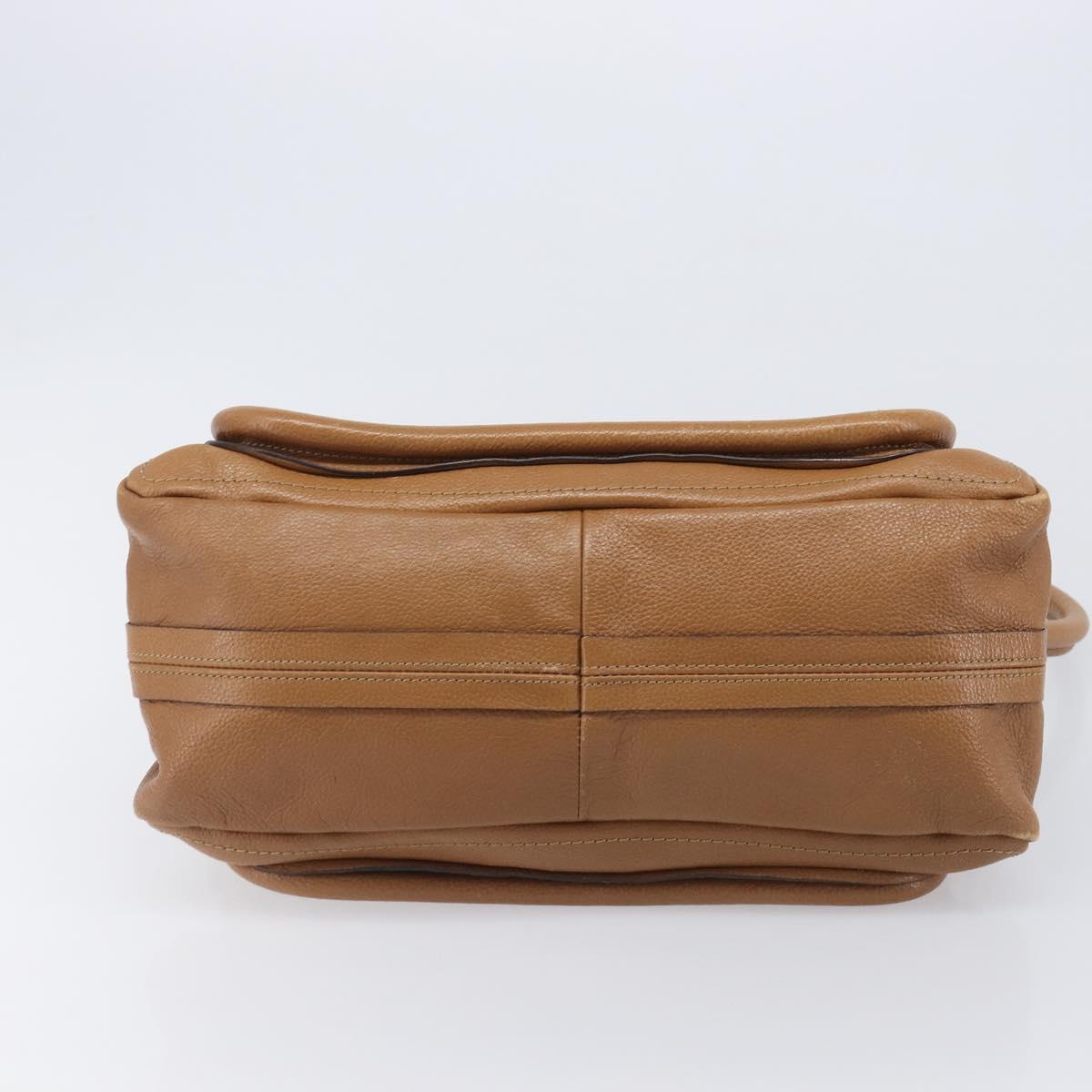 Chloe Paraty Hand Bag Leather 2way Beige Gold Tone Auth gh2379