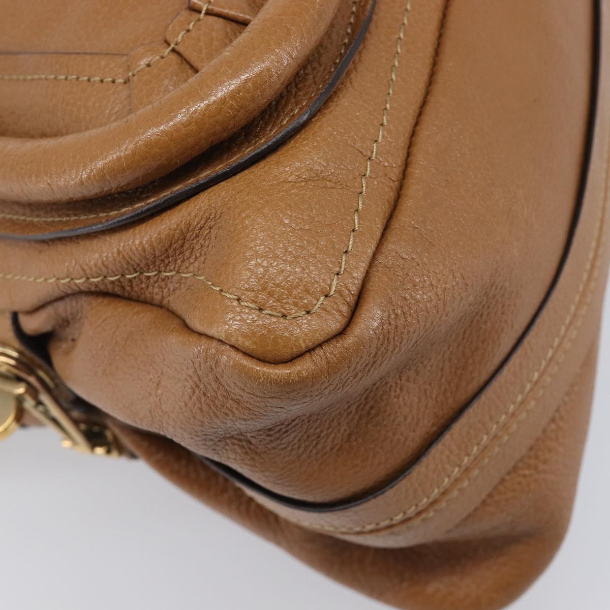 Chloe Paraty Hand Bag Leather 2way Beige Gold Tone Auth gh2379