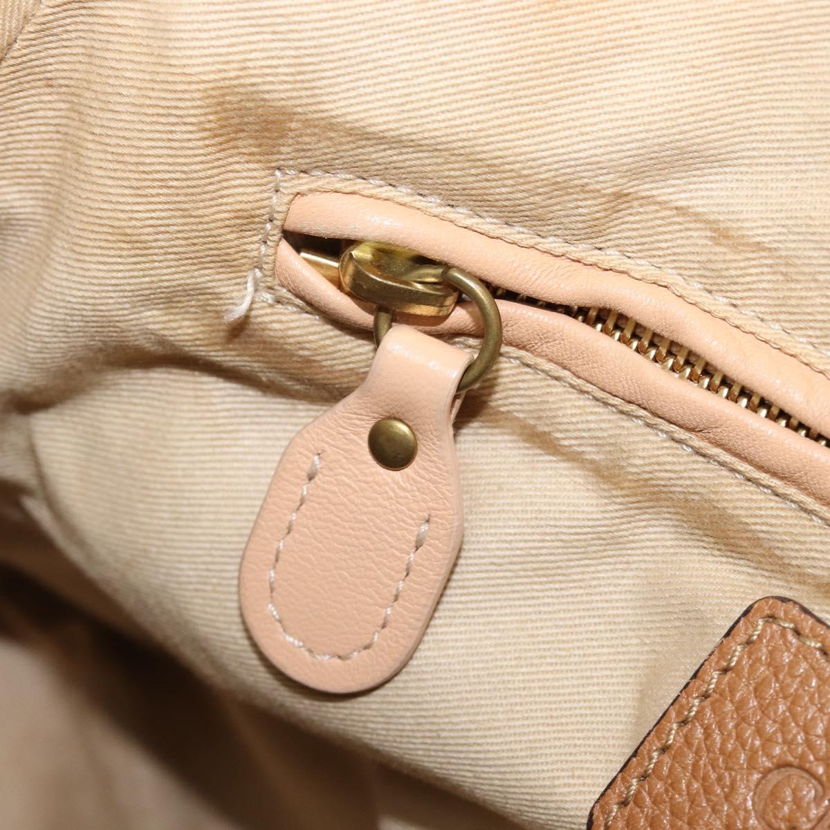 Chloe Paraty Hand Bag Leather 2way Beige Gold Tone Auth gh2379