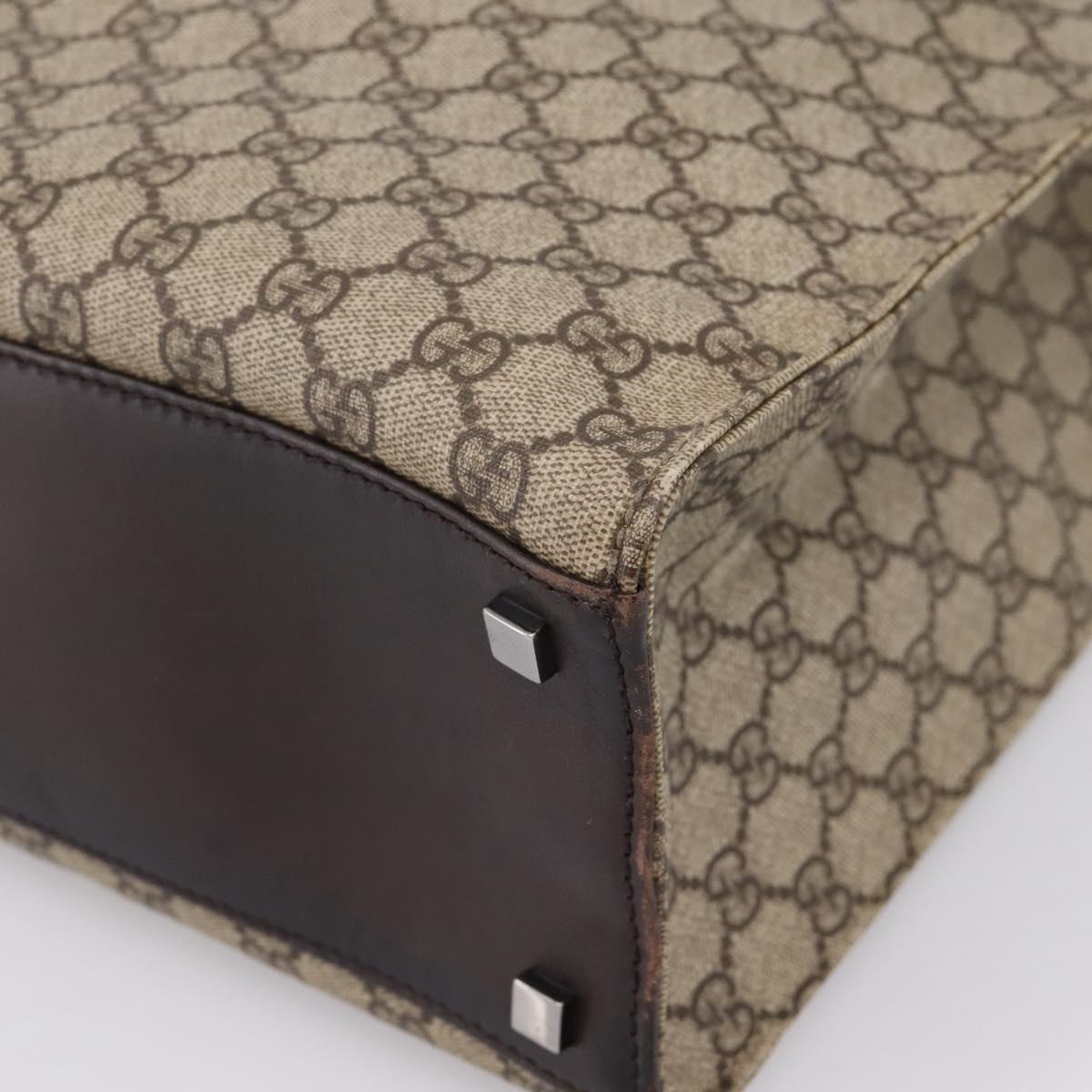 GUCCI GG Supreme Tote Bag PVC Beige Silver 91250 Auth gh2381