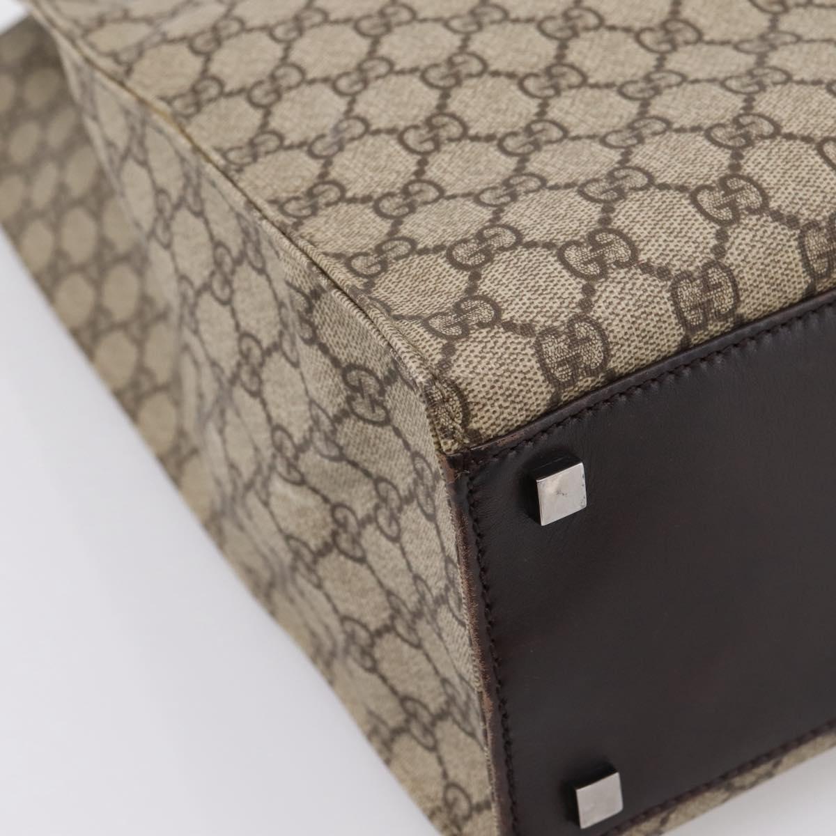 GUCCI GG Supreme Tote Bag PVC Beige Silver 91250 Auth gh2381