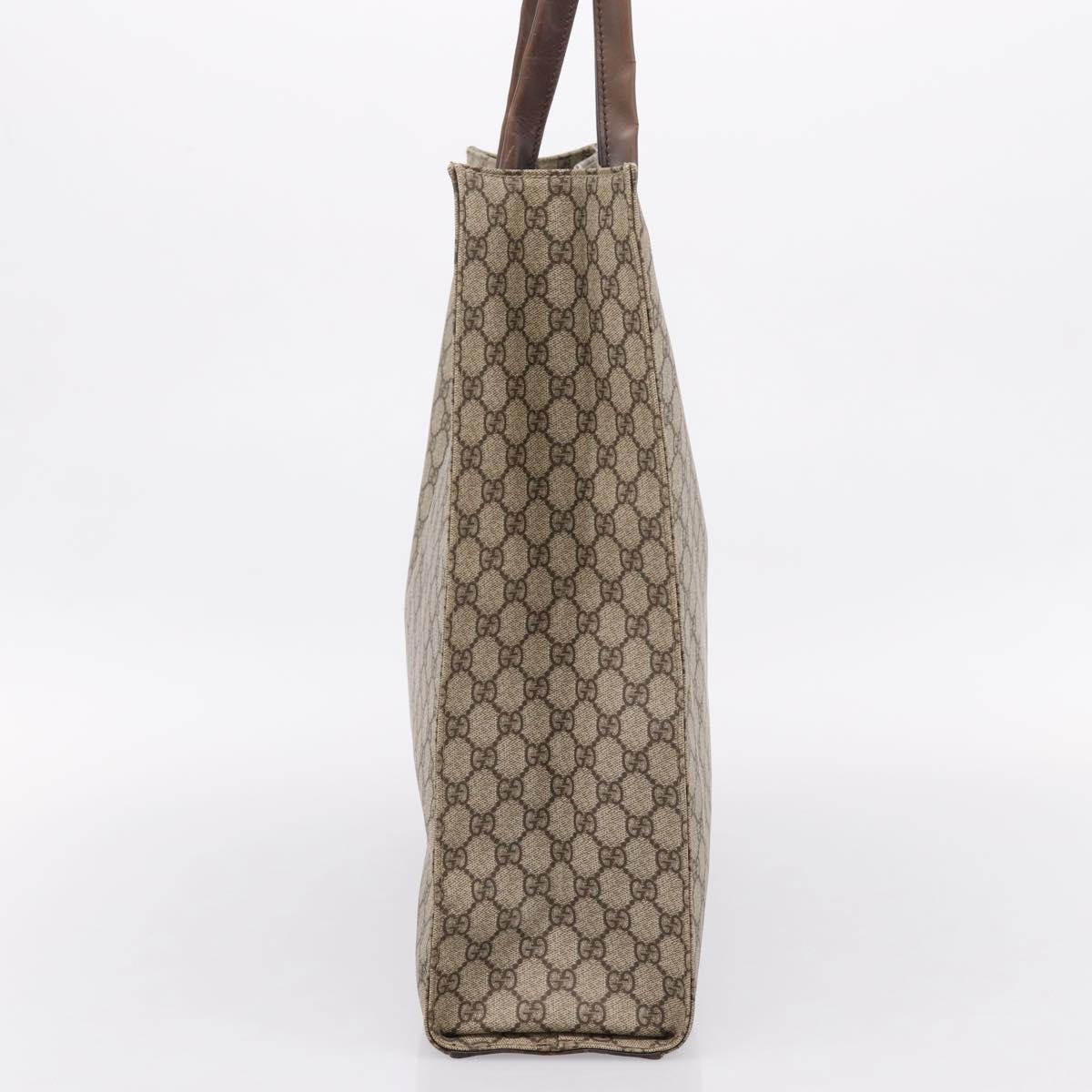 GUCCI GG Supreme Tote Bag PVC Beige Silver 91250 Auth gh2381
