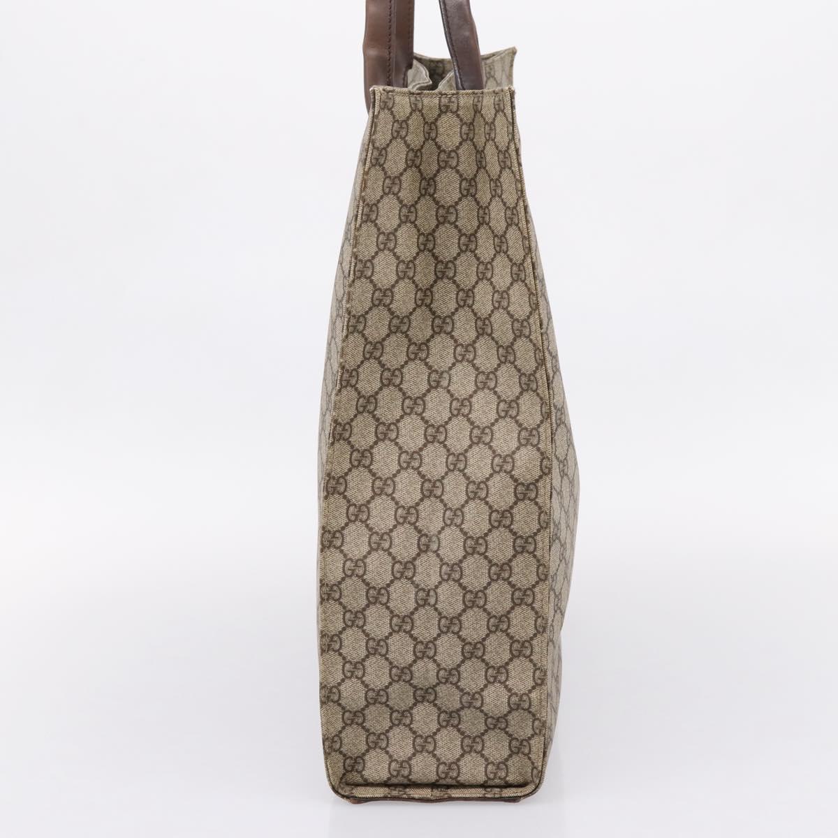 GUCCI GG Supreme Tote Bag PVC Beige Silver 91250 Auth gh2381