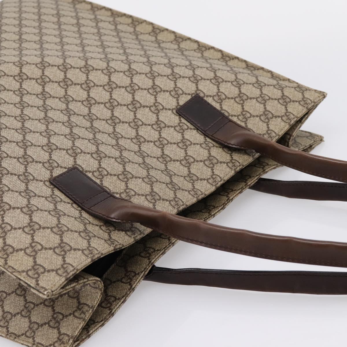 GUCCI GG Supreme Tote Bag PVC Beige Silver 91250 Auth gh2381