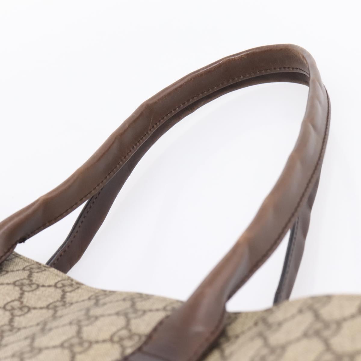 GUCCI GG Supreme Tote Bag PVC Beige Silver 91250 Auth gh2381