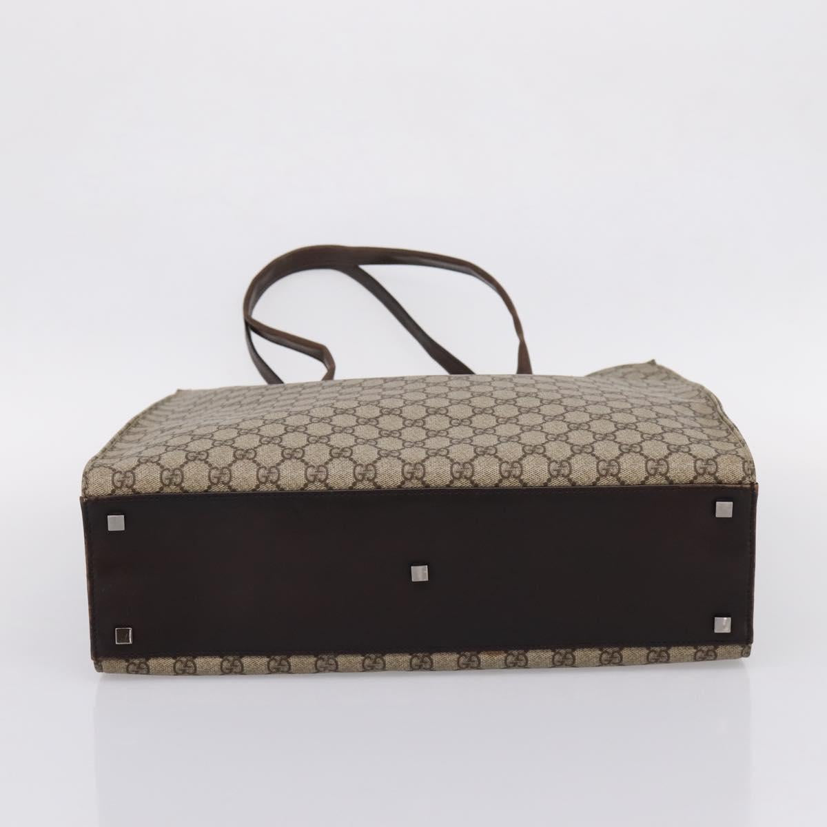 GUCCI GG Supreme Tote Bag PVC Beige Silver 91250 Auth gh2381