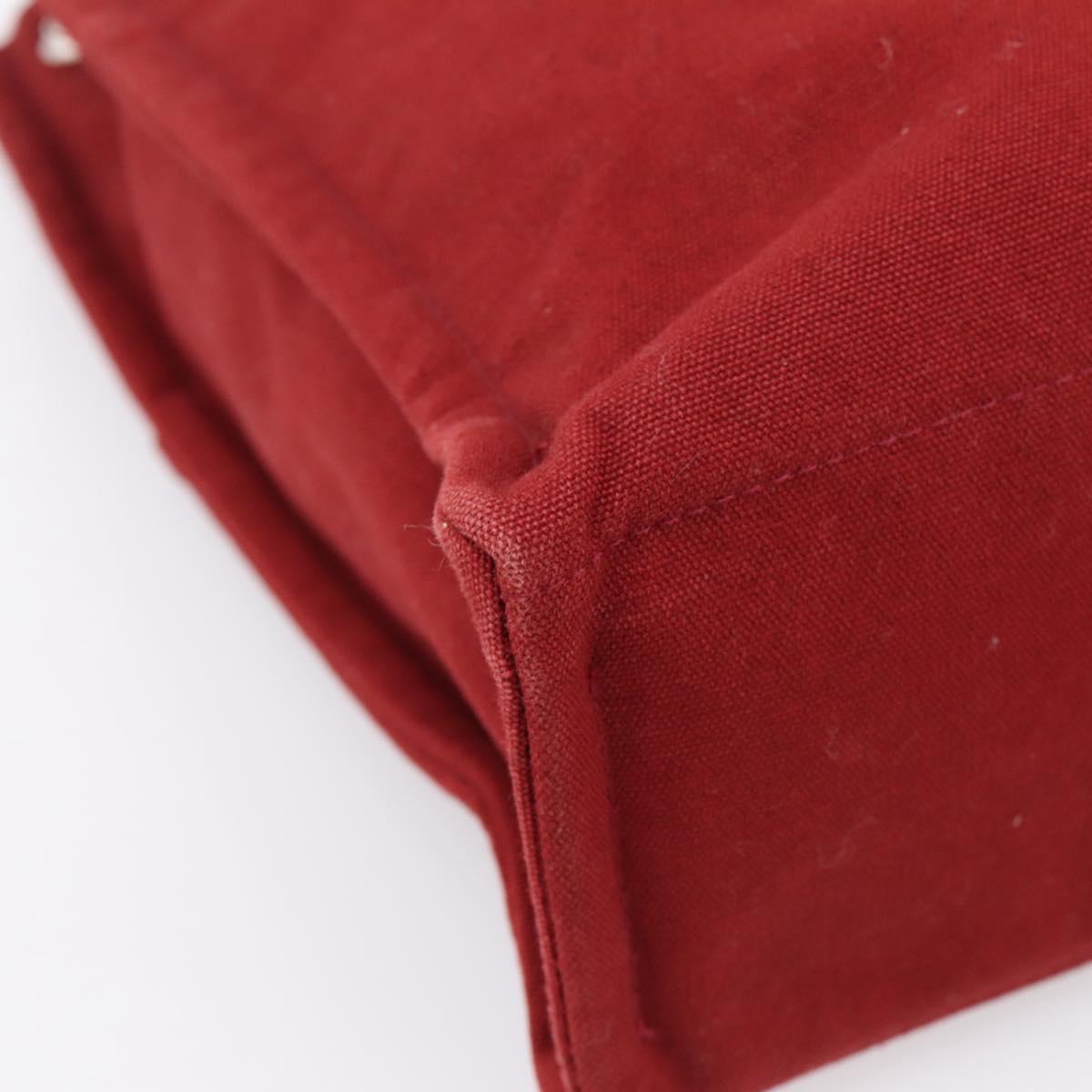 HERMES Fourre Tout MM Hand Bag Canvas Red Silver Auth gh2382