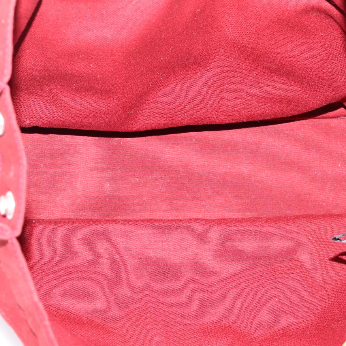 HERMES Fourre Tout MM Hand Bag Canvas Red Silver Auth gh2382