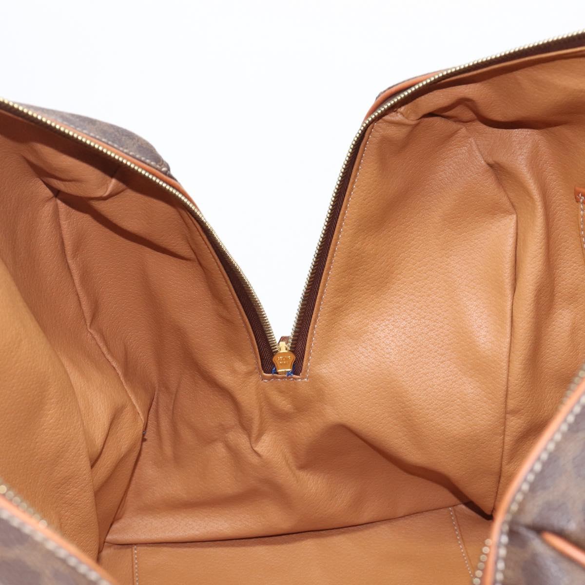 CELINE Macadam Boston Bag PVC Brown Gold Tone Auth gh2383A