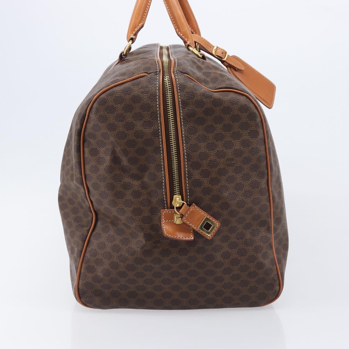 CELINE Macadam Boston Bag PVC Brown Gold Tone Auth gh2383A