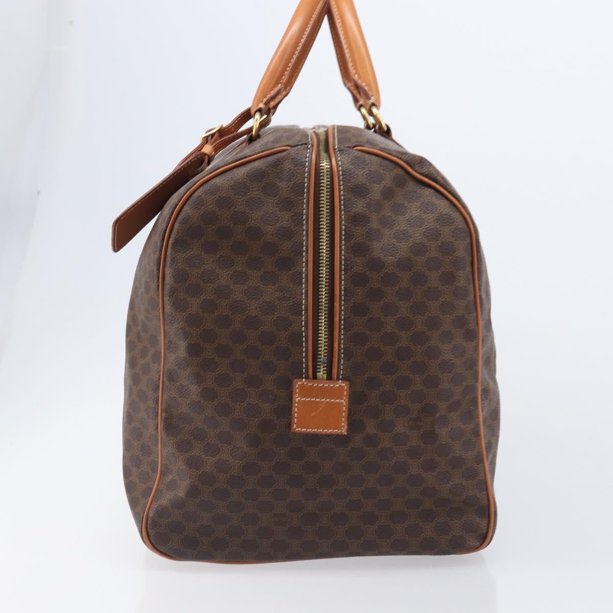 CELINE Macadam Boston Bag PVC Brown Gold Tone Auth gh2383A