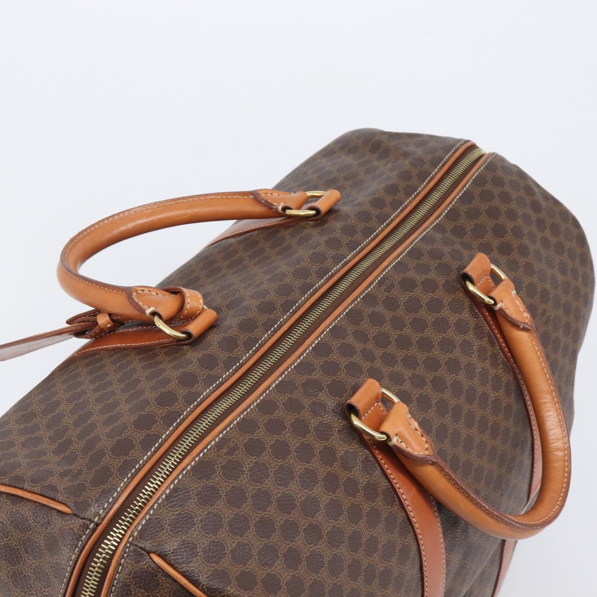 CELINE Macadam Boston Bag PVC Brown Gold Tone Auth gh2383A