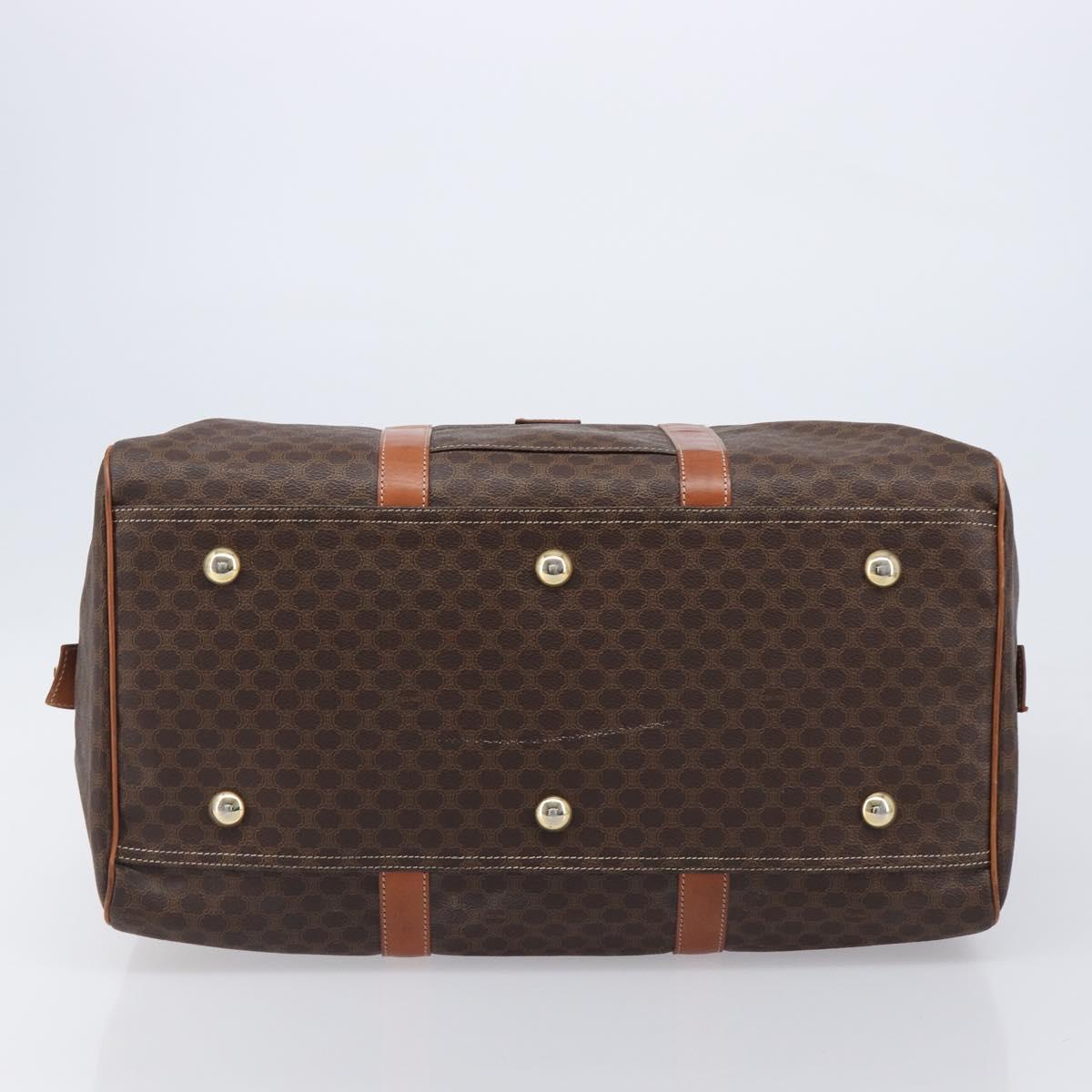 CELINE Macadam Boston Bag PVC Brown Gold Tone Auth gh2383A