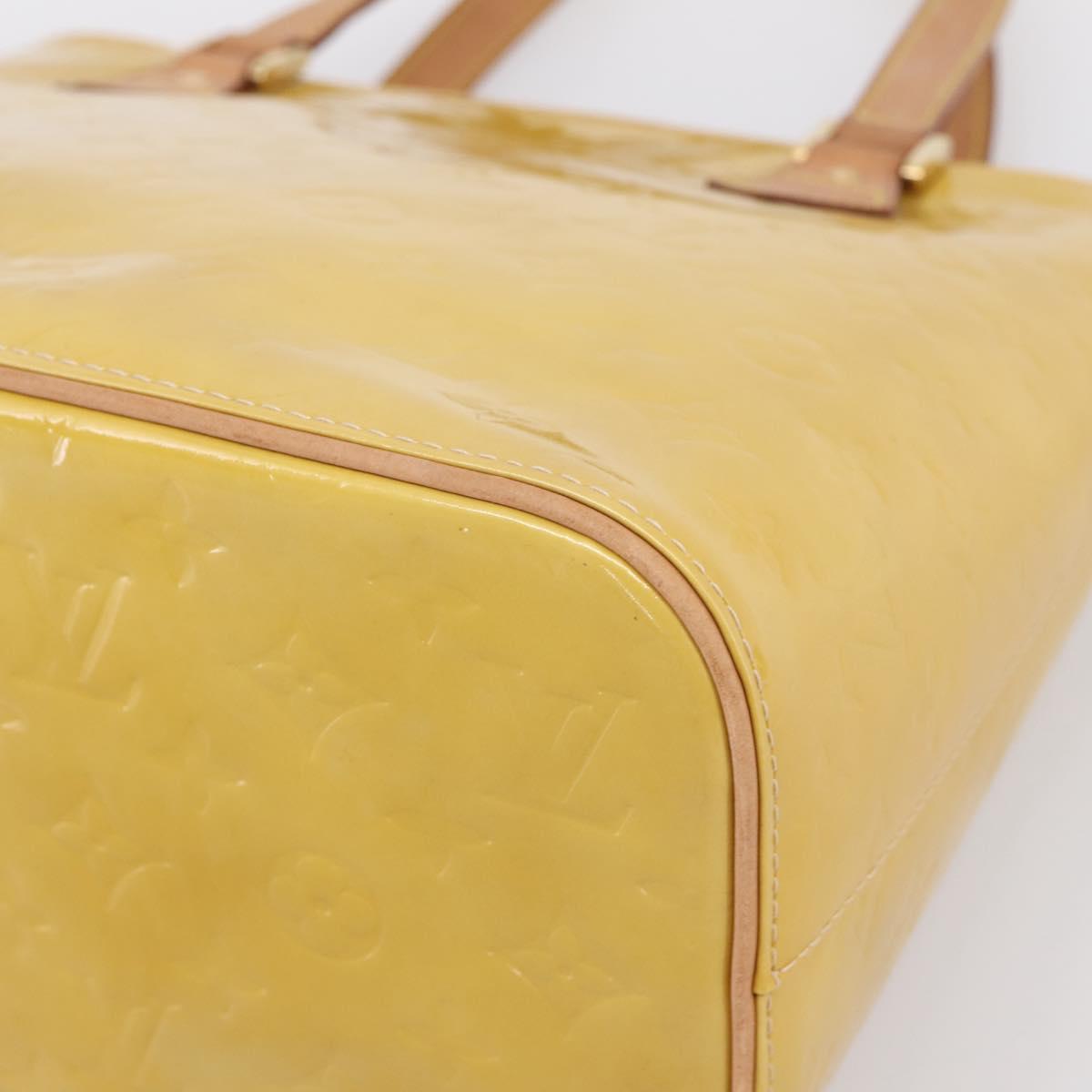 LOUIS VUITTON Monogram Vernis Houston Hand Bag Beige M91004 LV Auth gh2385