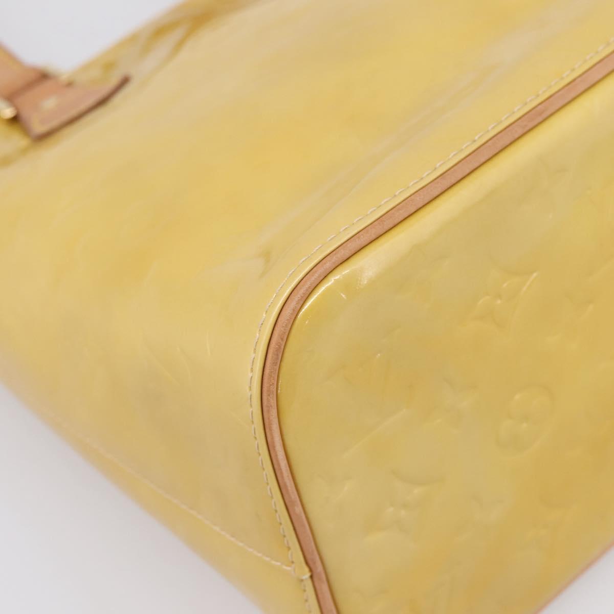 LOUIS VUITTON Monogram Vernis Houston Hand Bag Beige M91004 LV Auth gh2385