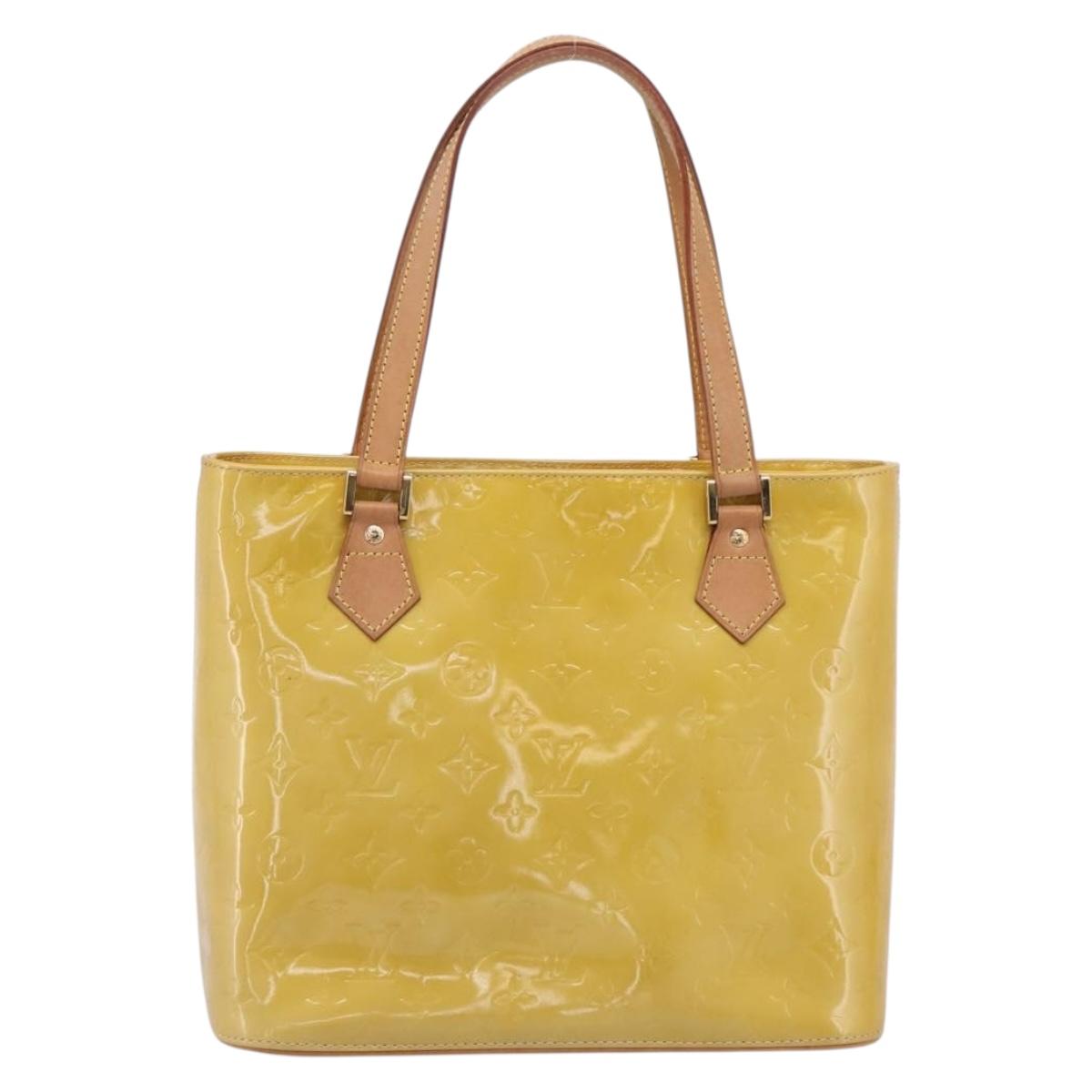 LOUIS VUITTON Monogram Vernis Houston Hand Bag Beige M91004 LV Auth gh2385