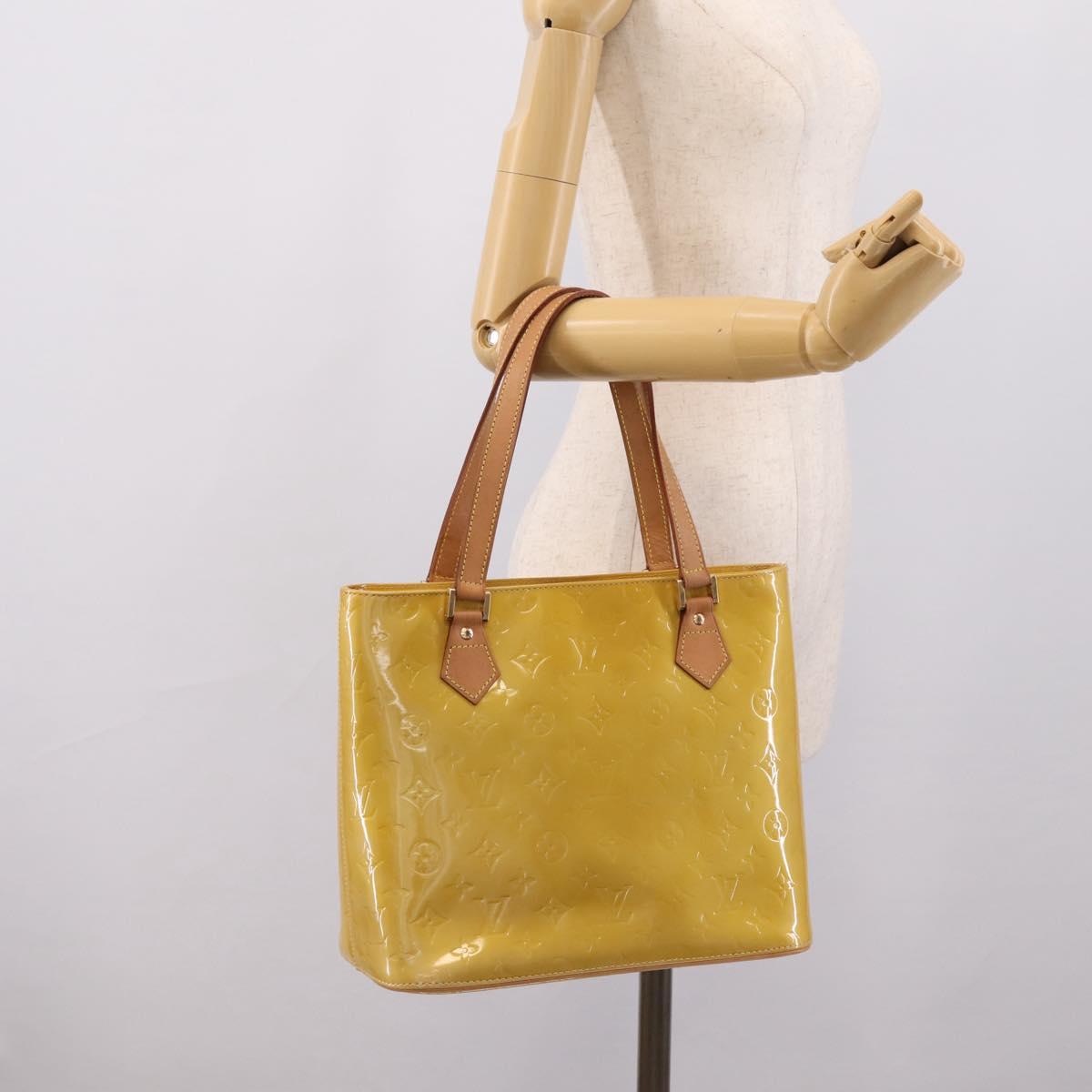 LOUIS VUITTON Monogram Vernis Houston Hand Bag Beige M91004 LV Auth gh2385