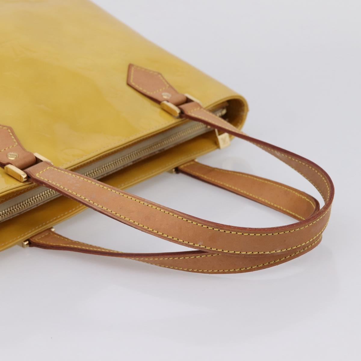 LOUIS VUITTON Monogram Vernis Houston Hand Bag Beige M91004 LV Auth gh2385