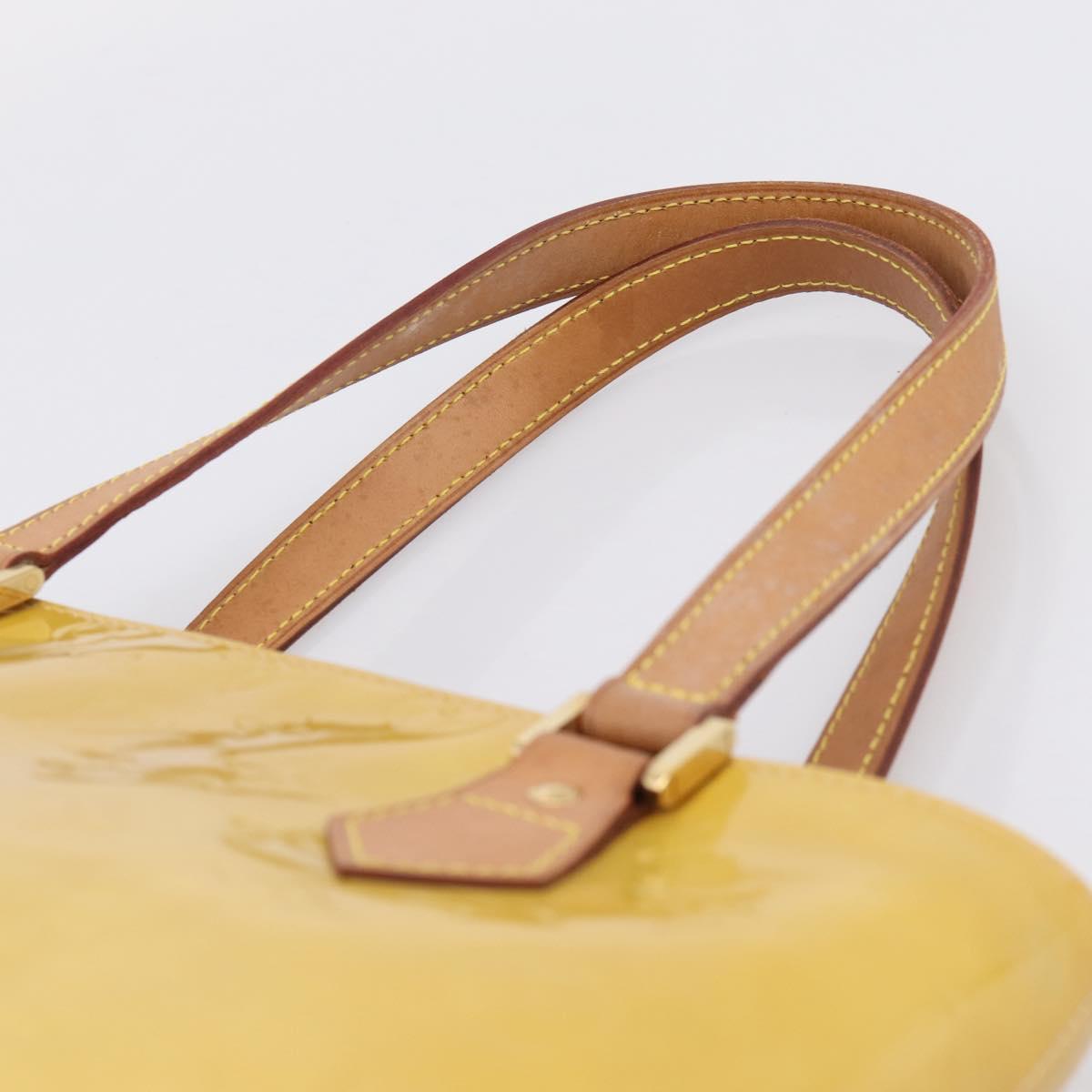 LOUIS VUITTON Monogram Vernis Houston Hand Bag Beige M91004 LV Auth gh2385