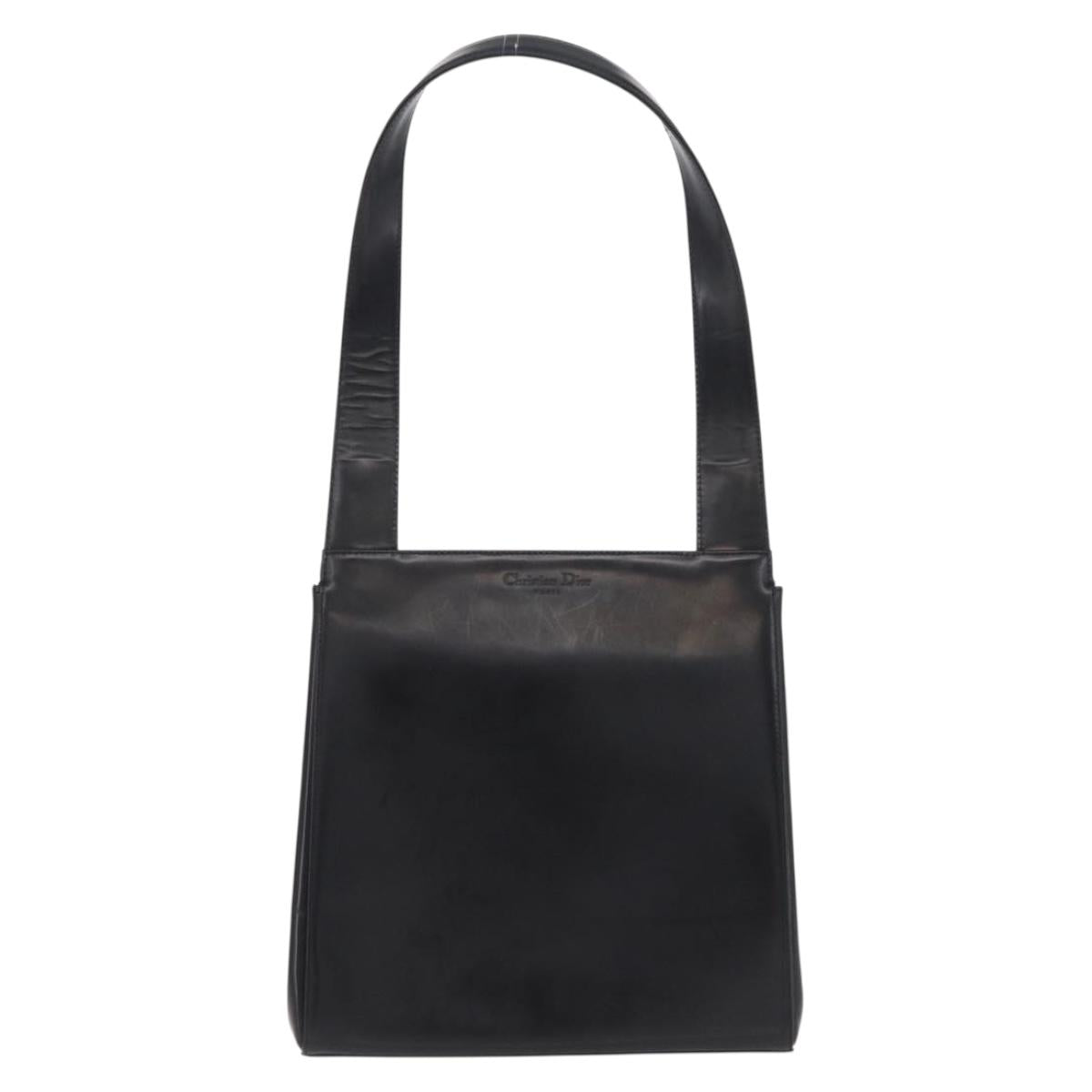 Christian Dior Shoulder Bag Patent Black Silver Auth gh2387