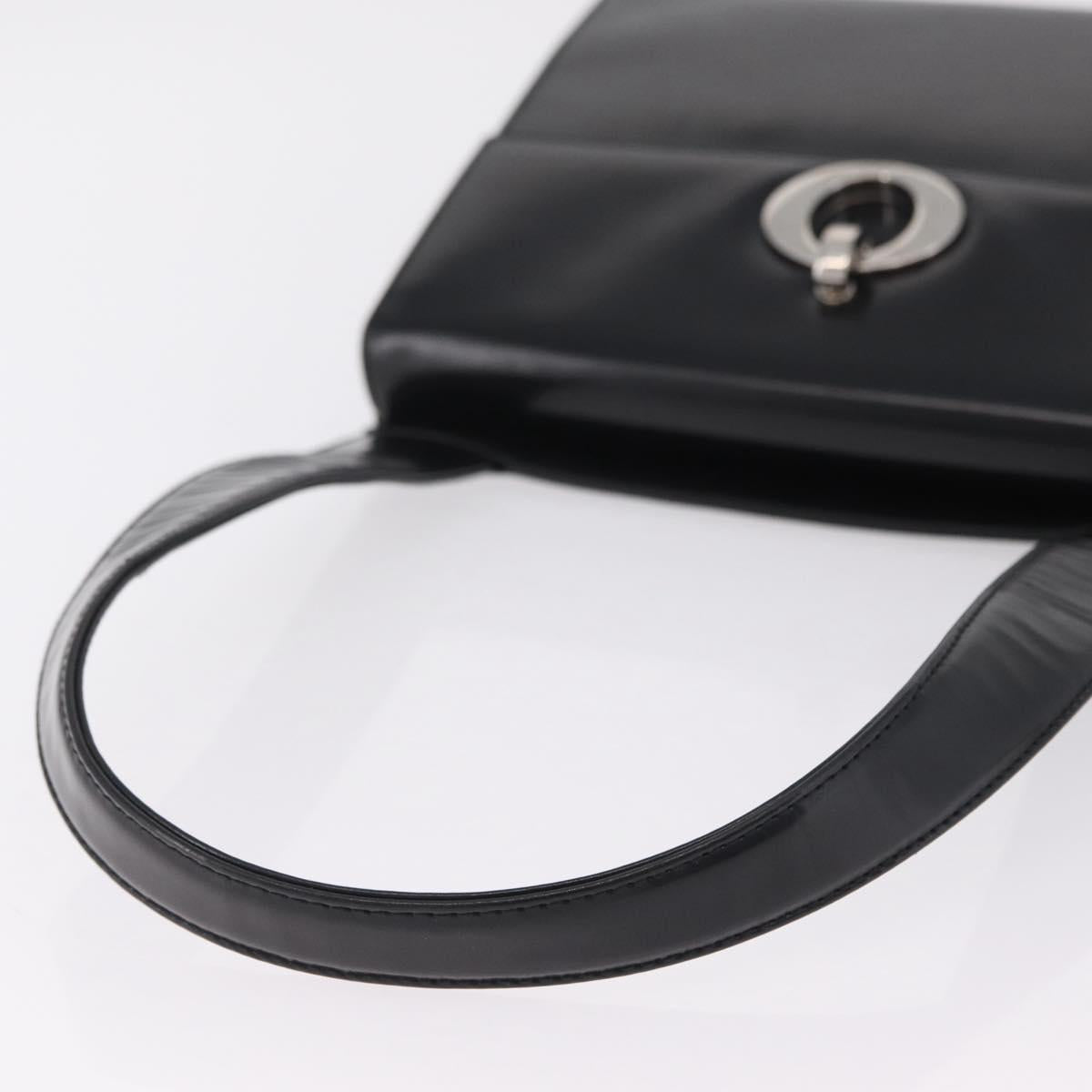 Christian Dior Shoulder Bag Patent Black Silver Auth gh2387