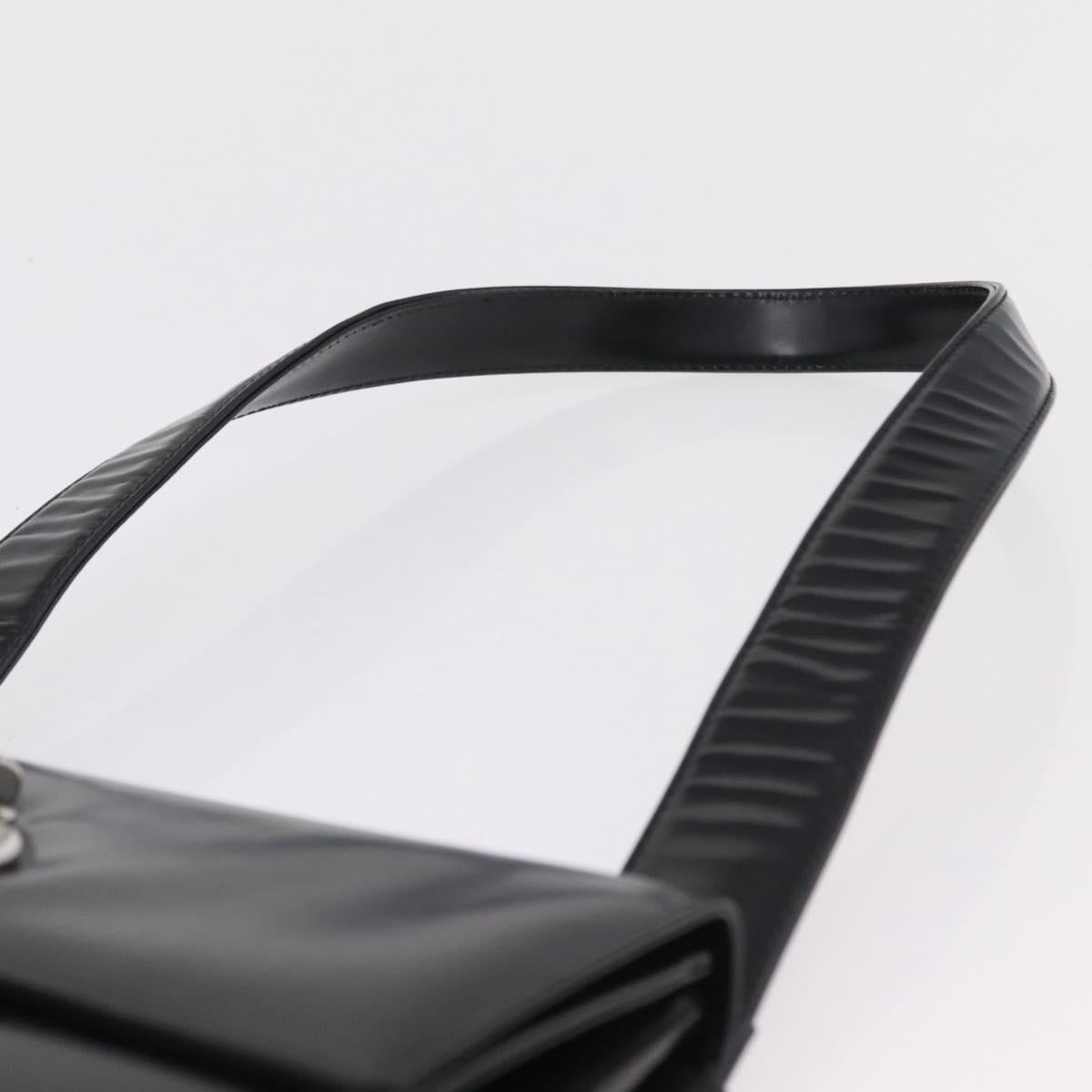 Christian Dior Shoulder Bag Patent Black Silver Auth gh2387