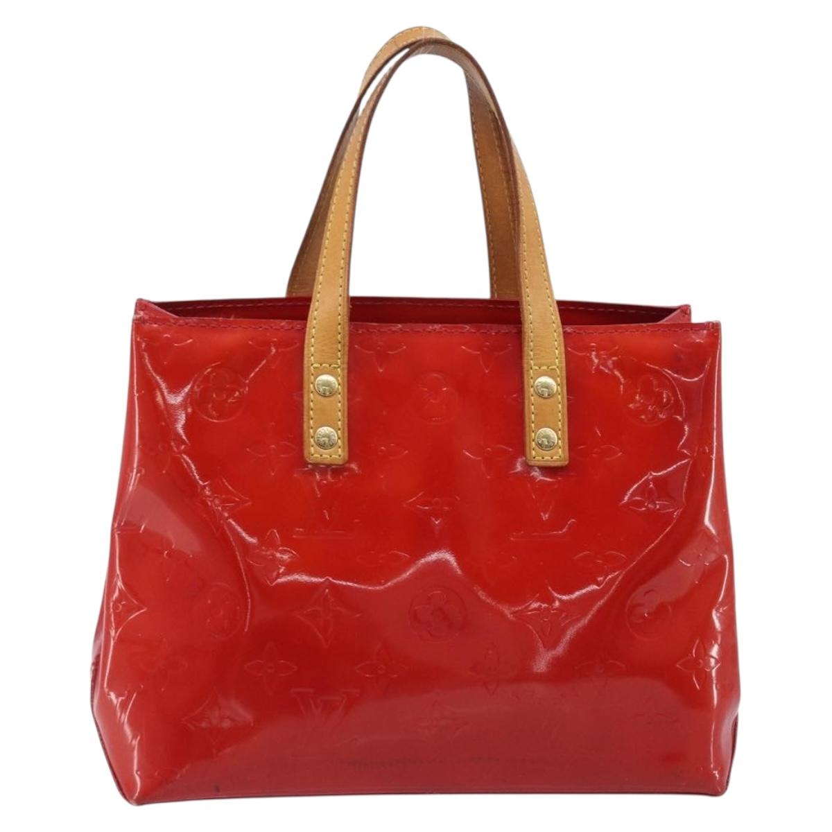 LOUIS VUITTON Monogram Vernis Reade PM Hand Bag Rouge M91088 LV Auth gh2388