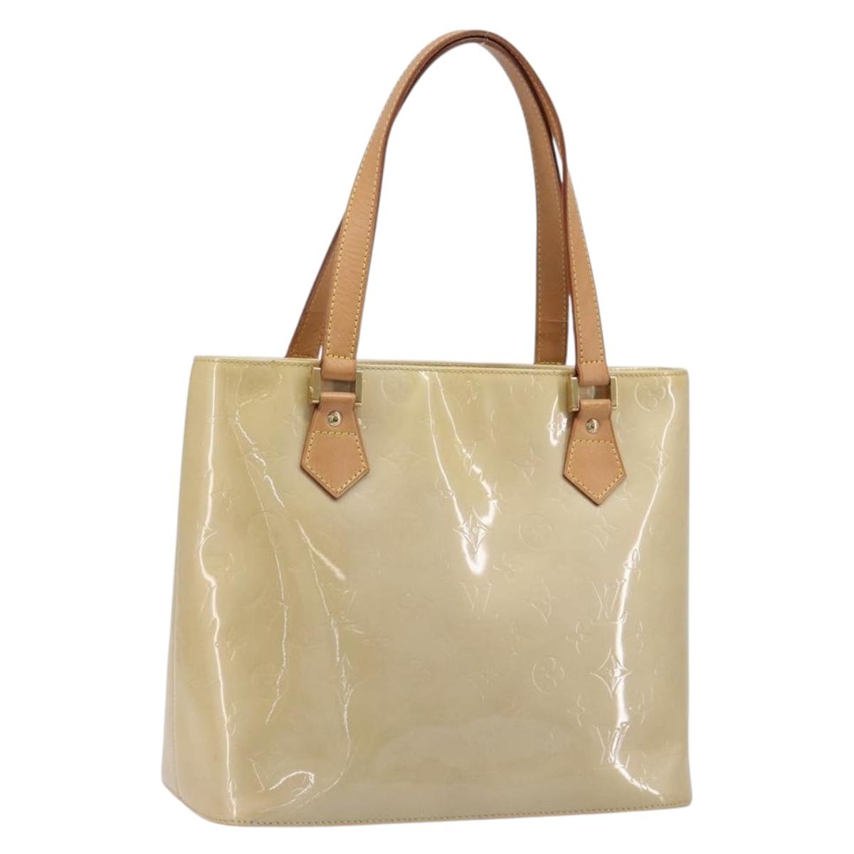 LOUIS VUITTON Monogram Vernis Houston Hand Bag Beige M91004 LV Auth gh2391A