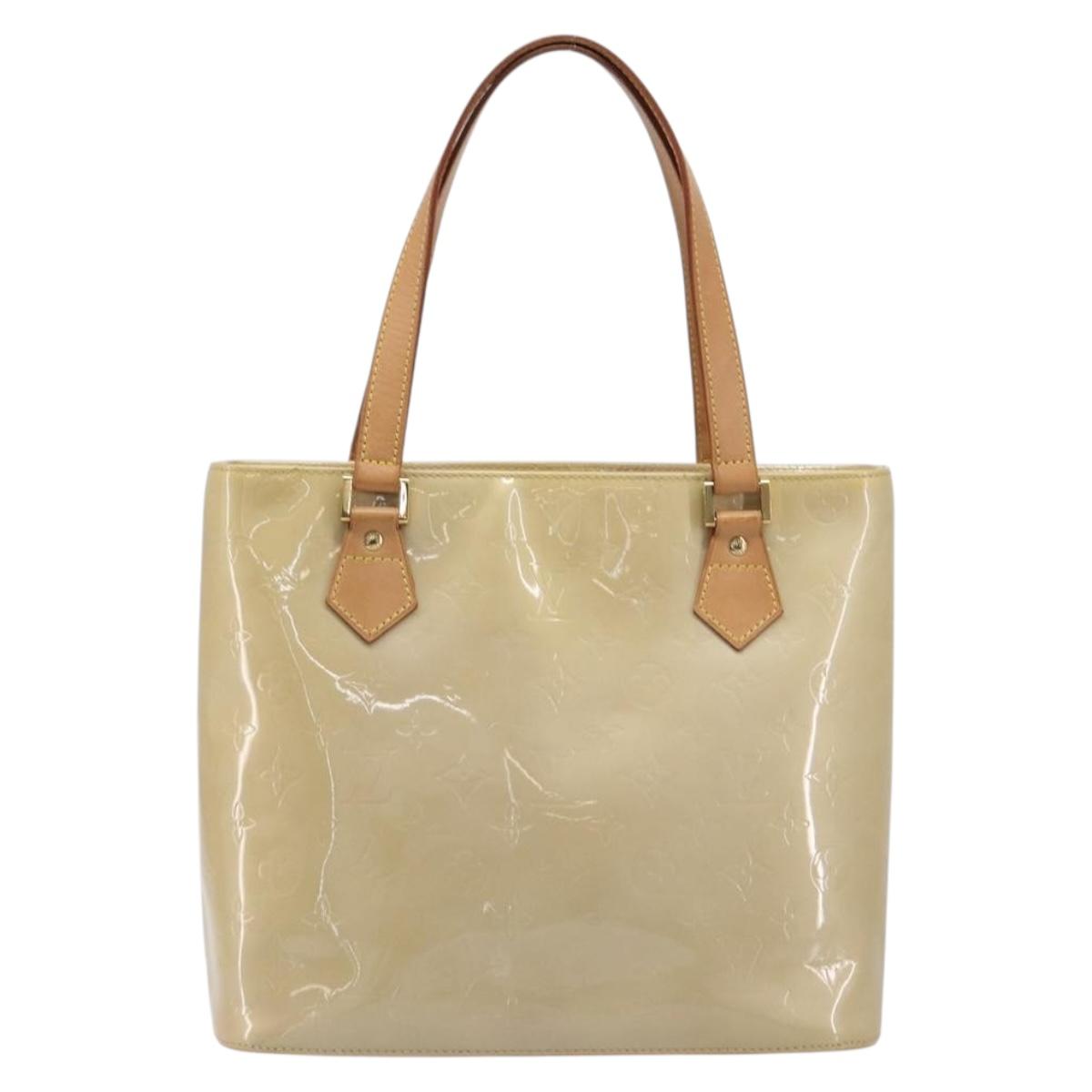 LOUIS VUITTON Monogram Vernis Houston Hand Bag Beige M91004 LV Auth gh2391A