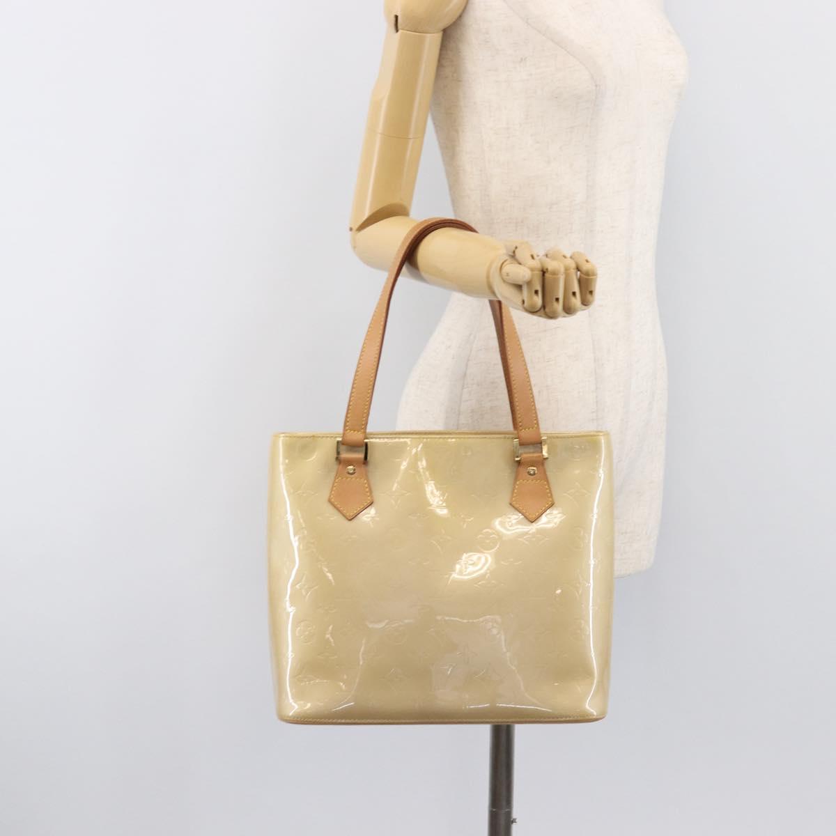 LOUIS VUITTON Monogram Vernis Houston Hand Bag Beige M91004 LV Auth gh2391A