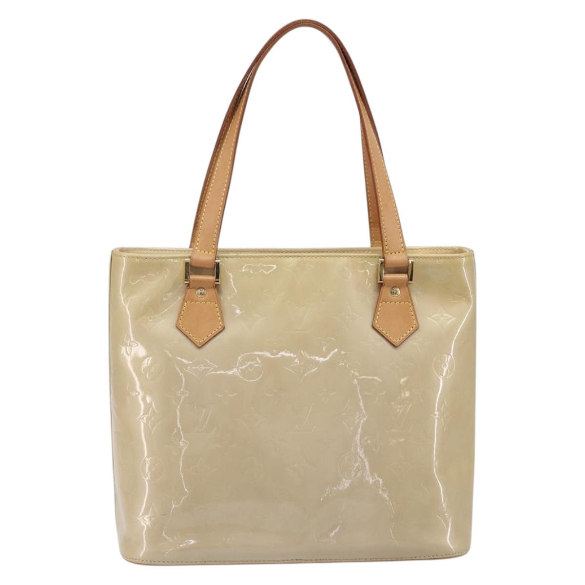 LOUIS VUITTON Monogram Vernis Houston Hand Bag Beige M91004 LV Auth gh2391A