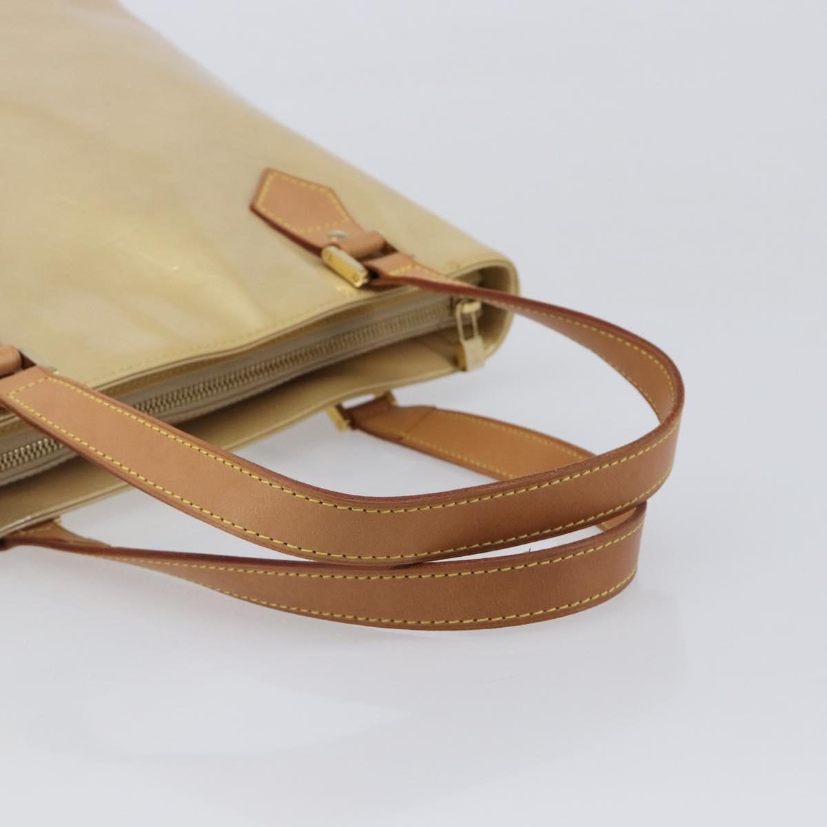 LOUIS VUITTON Monogram Vernis Houston Hand Bag Beige M91004 LV Auth gh2391A