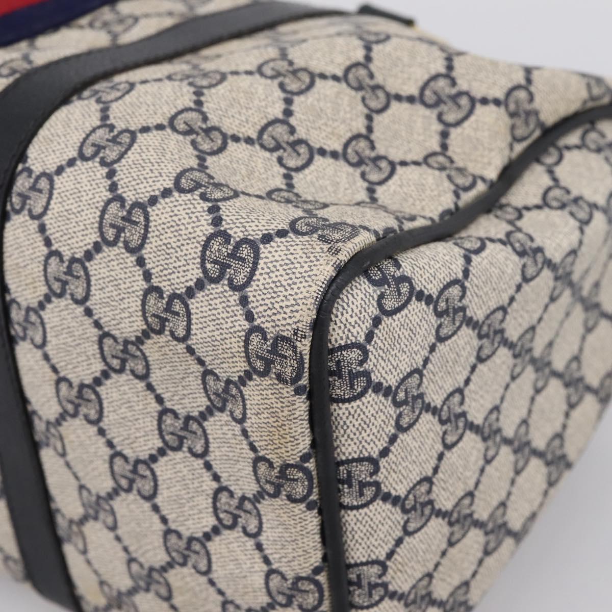 GUCCI GG Supreme Sherry Line Hand Bag PVC Navy Gold Tone 40 3842 Auth gh2396