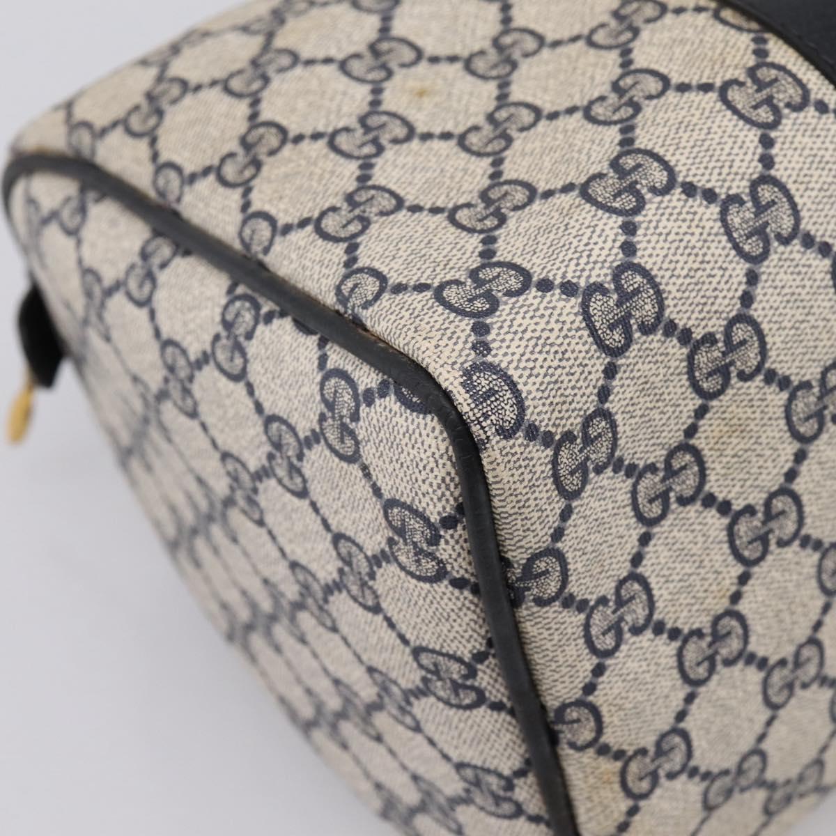 GUCCI GG Supreme Sherry Line Hand Bag PVC Navy Gold Tone 40 3842 Auth gh2396