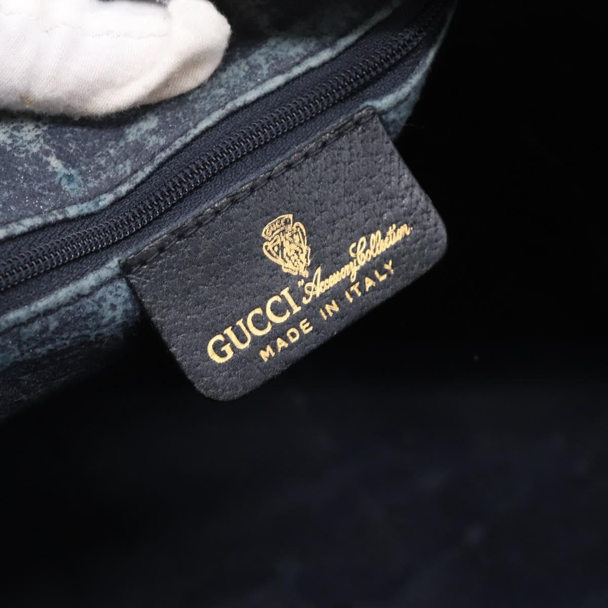 GUCCI GG Supreme Sherry Line Hand Bag PVC Navy Gold Tone 40 3842 Auth gh2396