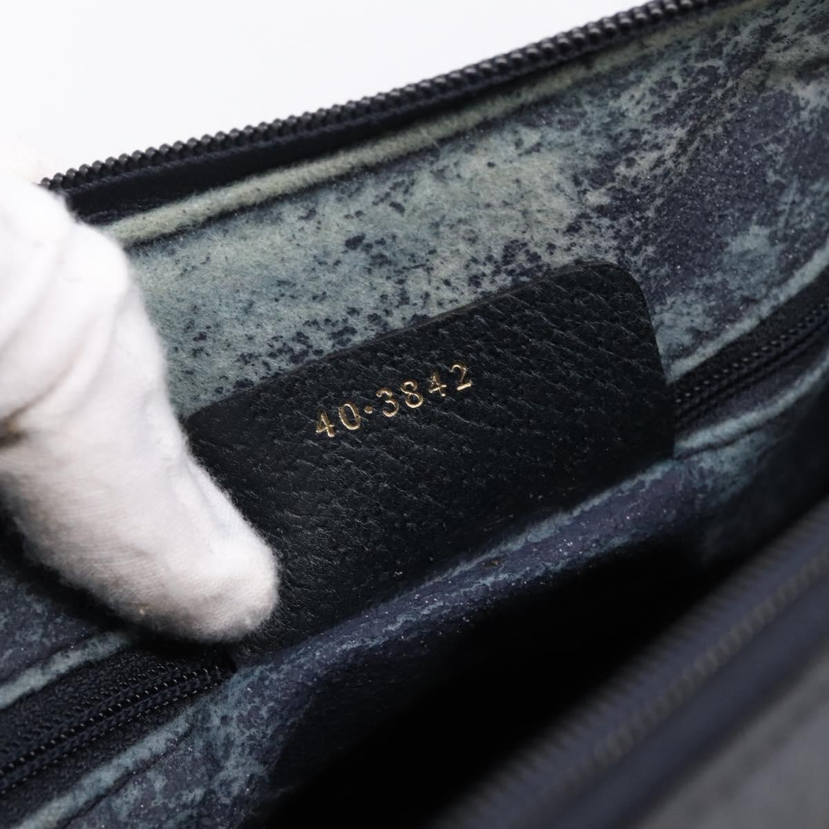 GUCCI GG Supreme Sherry Line Hand Bag PVC Navy Gold Tone 40 3842 Auth gh2396
